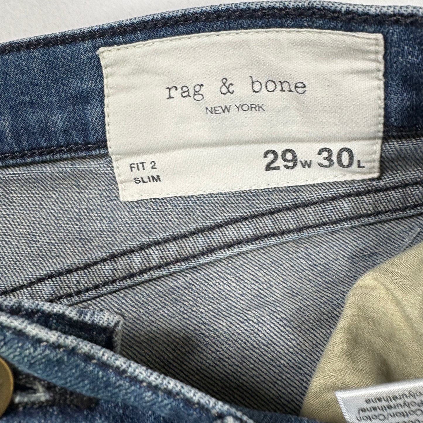 Rag & Bone Mens Jeans 29x30 Fit 2 Slim Blue Denim Stretch Y2K Vintage Classic