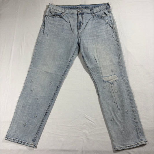 Old Navy Jeans Womens Light Wash Distressed Embroidered Boyfriend Y2K 16W-18W