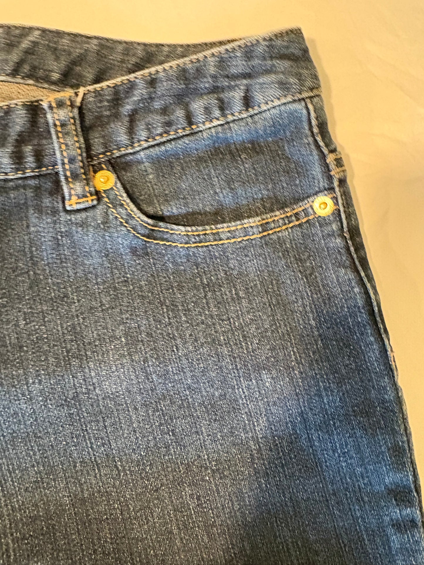 Michael Kors Blue Bootcut Jeans Size 12 NEW Gold Hardware Flattering Fit Stretch Denim