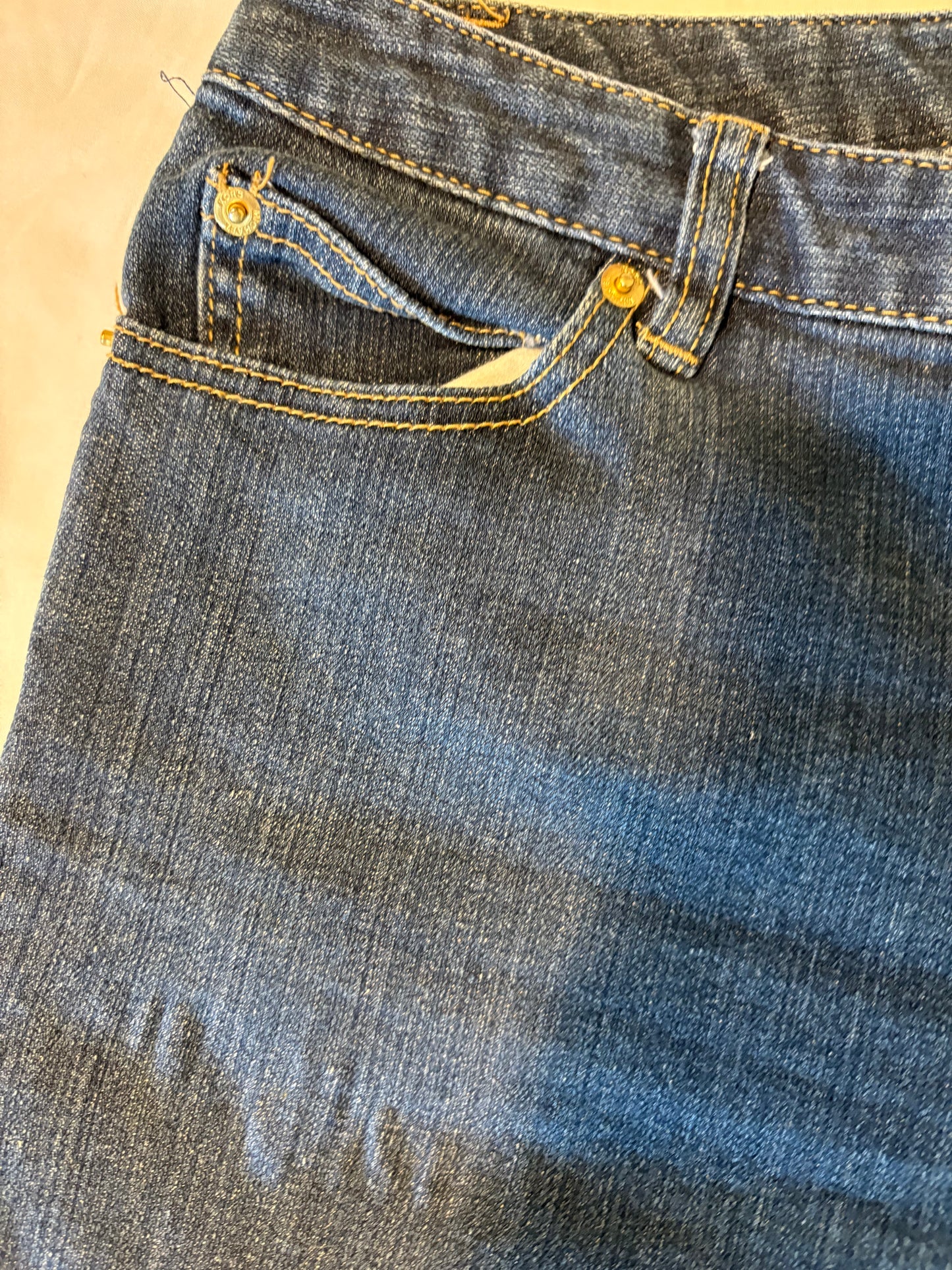 Michael Kors Blue Bootcut Jeans Size 12 NEW Gold Hardware Flattering Fit Stretch Denim