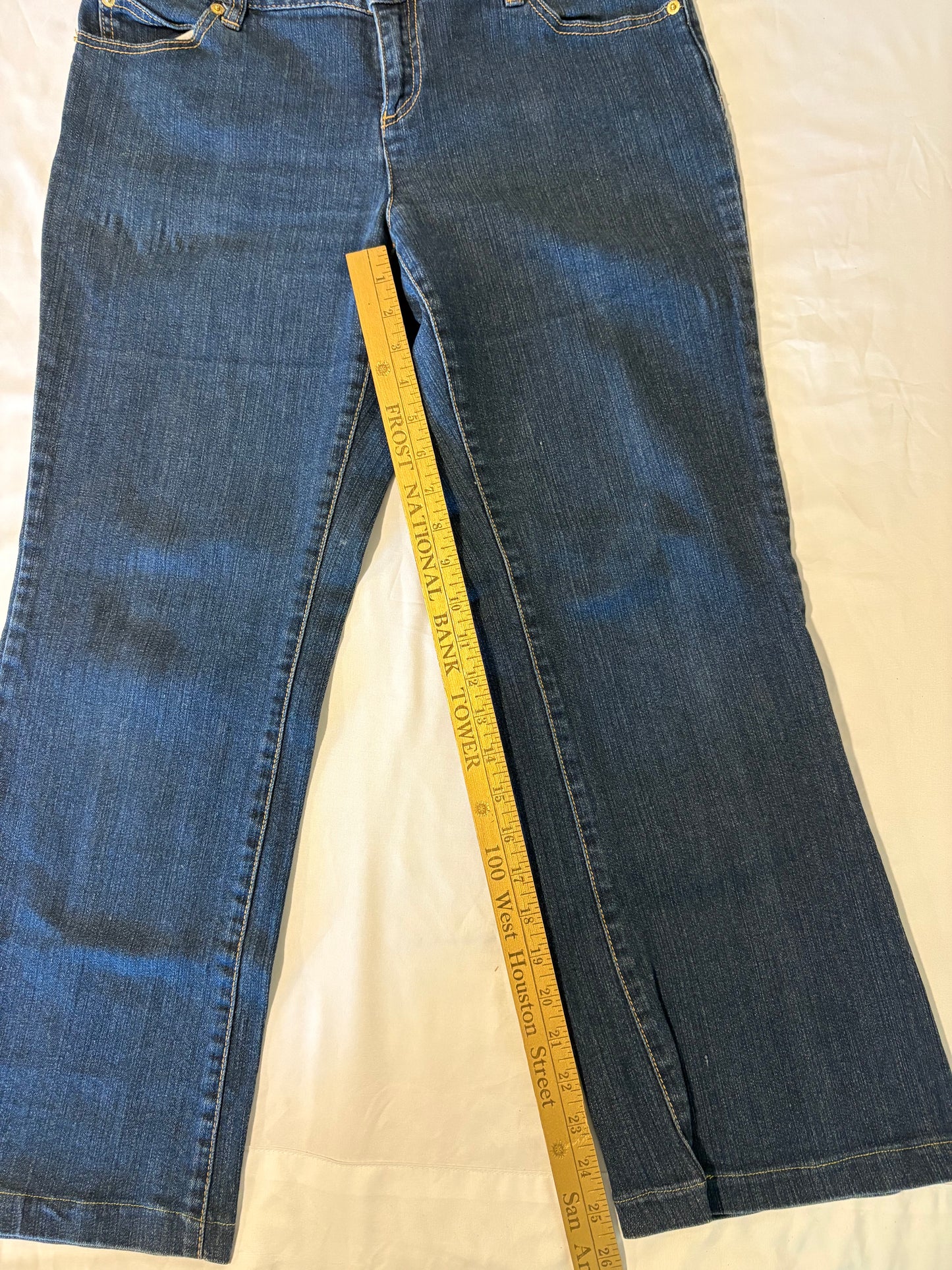 Michael Kors Blue Bootcut Jeans Size 12 NEW Gold Hardware Flattering Fit Stretch Denim