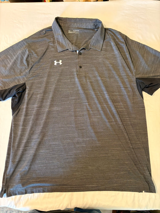 Under Armour HeatGear Polo Shirt 5XL Loose Fit Gray Striped Golf Athletic