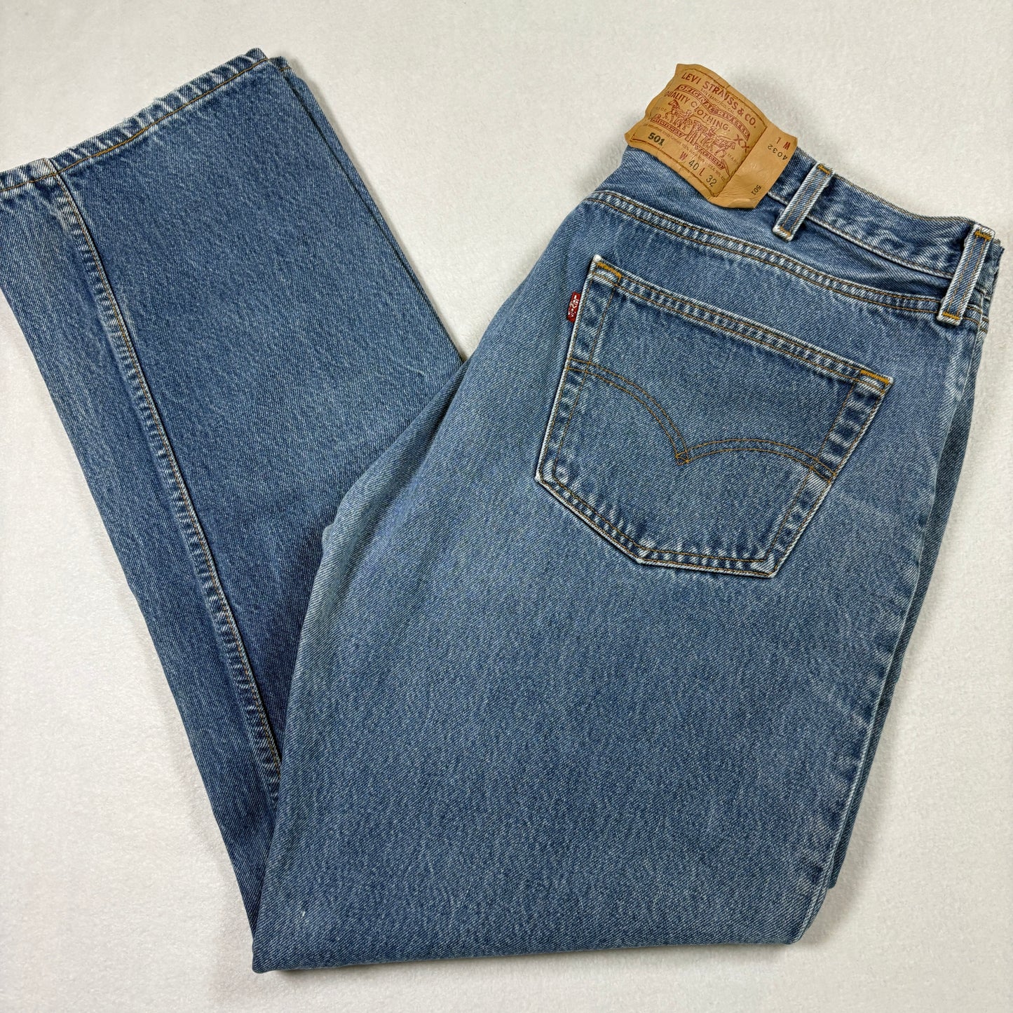 Levis 501 Mens Jeans 40x32 Blue Denim Button Fly USA Made Vintage 90s Grunge