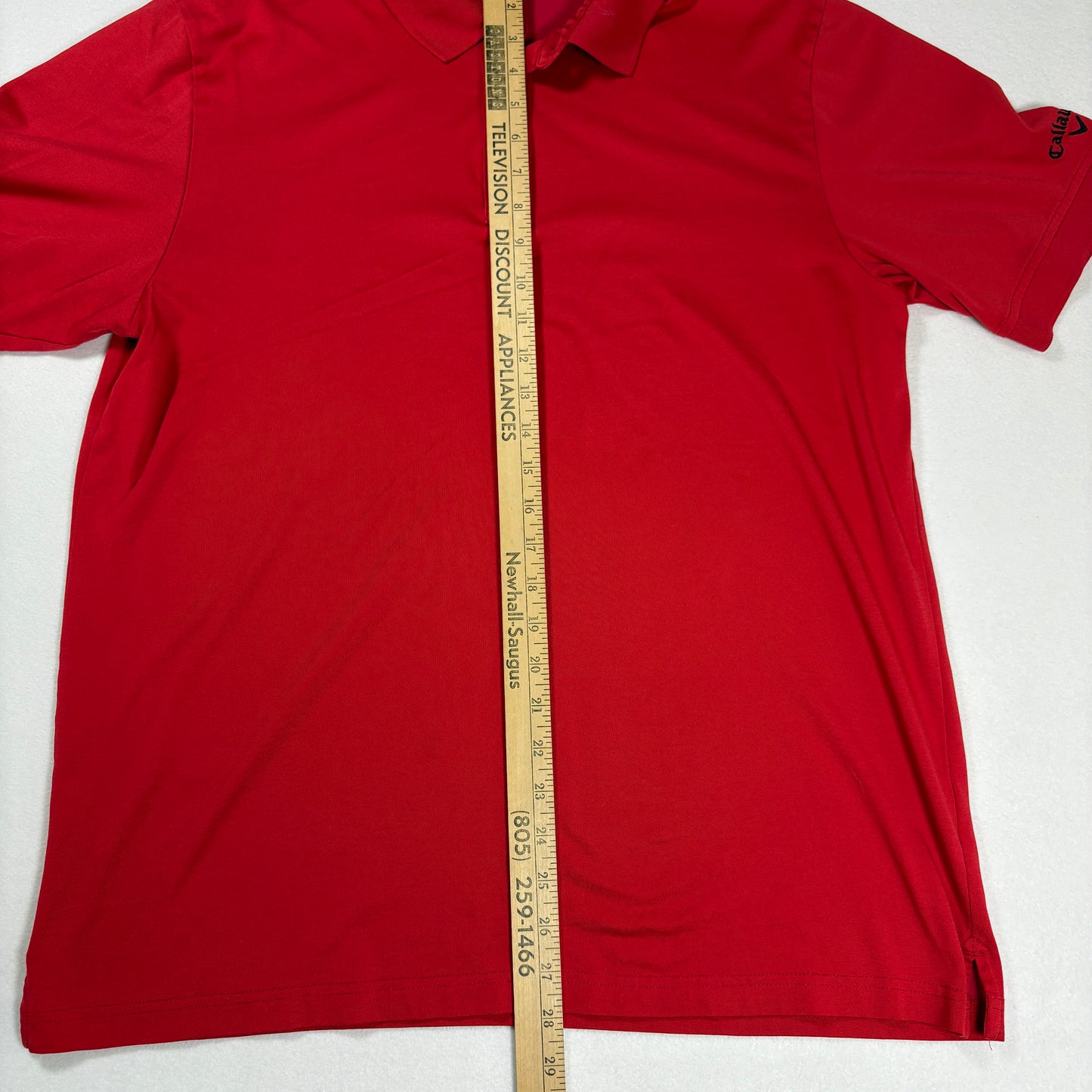 Callaway Mens Polo Shirt Size L Red Opti-Dri Golf Performance Short Sleeve Logo