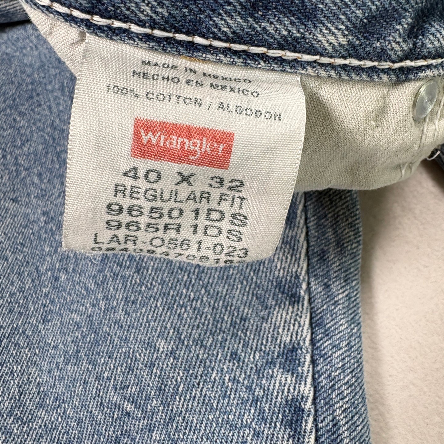 Wrangler Mens Jeans 40x32 Light Blue Denim Regular Fit Vintage Y2K 90s Grunge