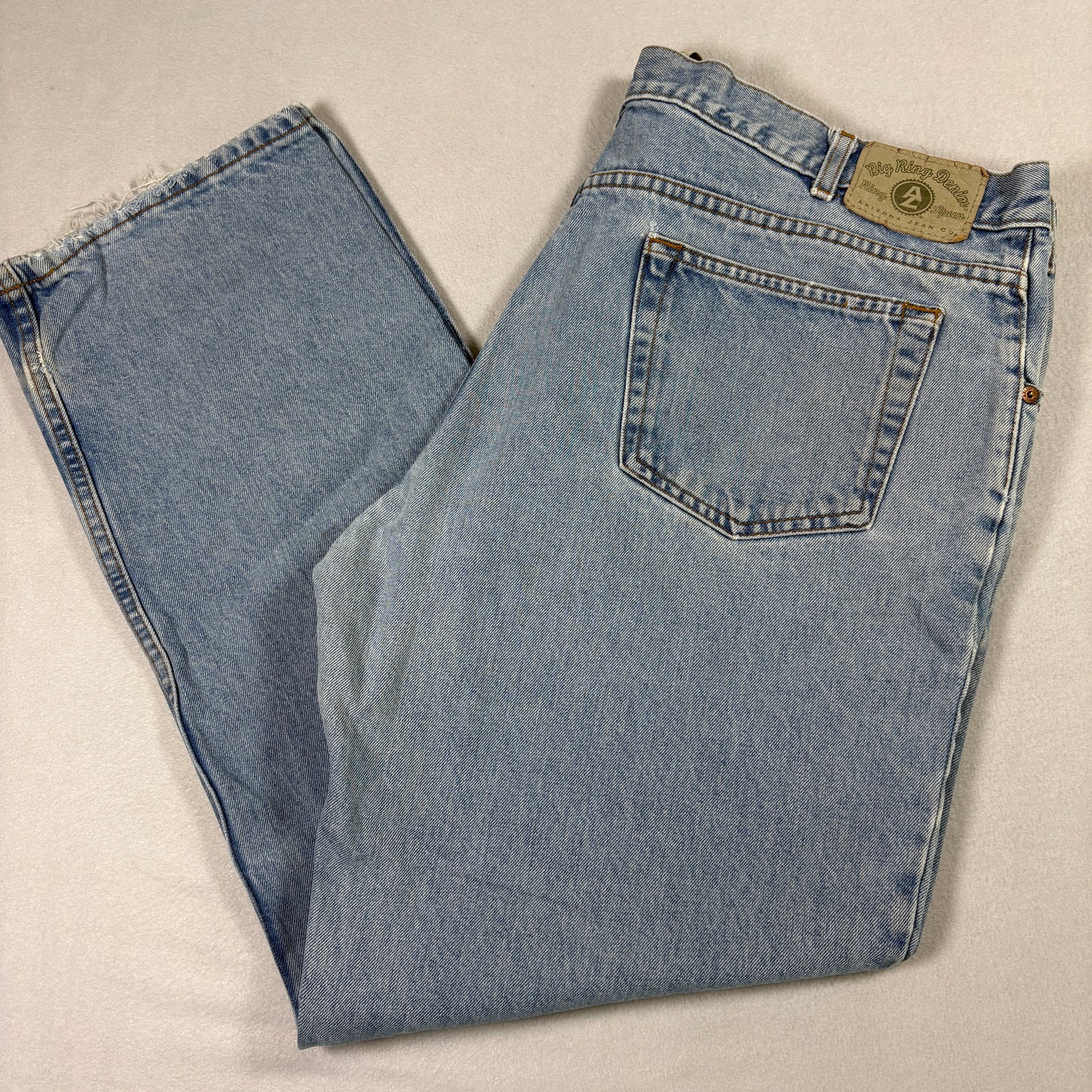 Arizona Jean Co Mens Jeans 42x32 Light Blue Denim Baggy Y2K 90s Grunge Distressed