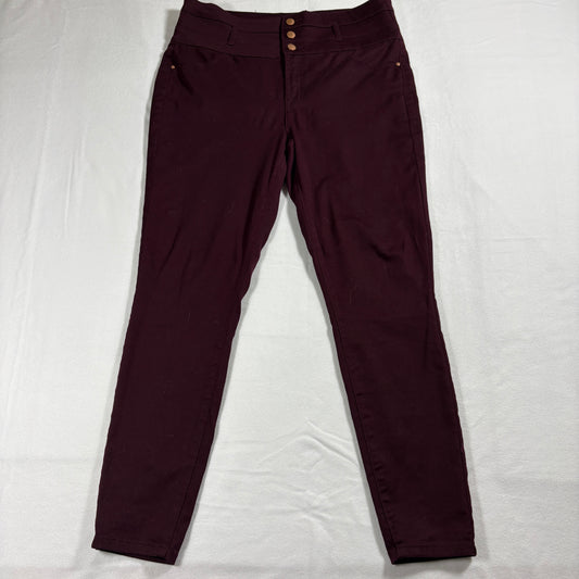 Refuge High Rise Skinny Pants Womens 12 Maroon Stretch Jegging Style Soft Casual Fit