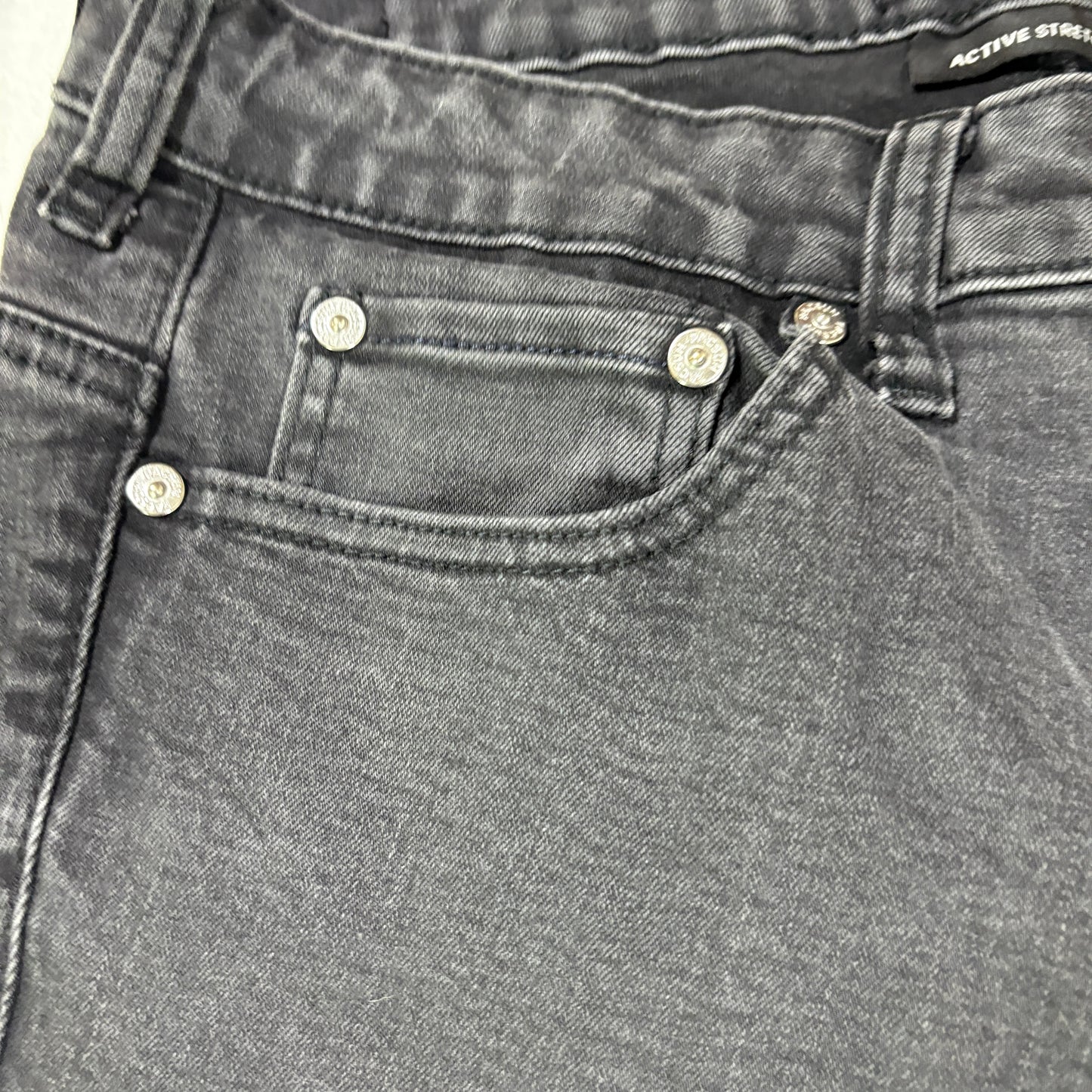 PacSun Mens Jeans 32x30 Black Stacked Skinny Active Stretch Denim Distressed Patch