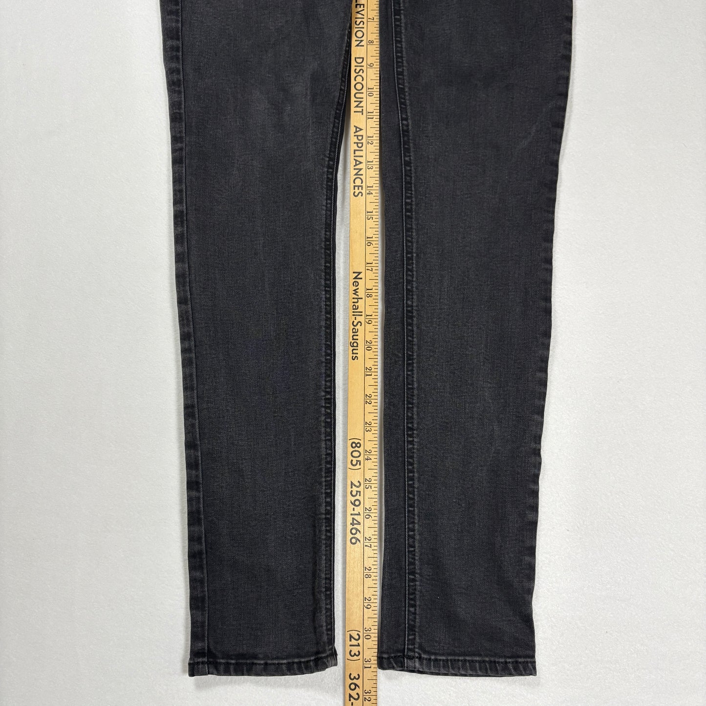 PacSun Mens Jeans 32x30 Black Stacked Skinny Active Stretch Denim Distressed Patch