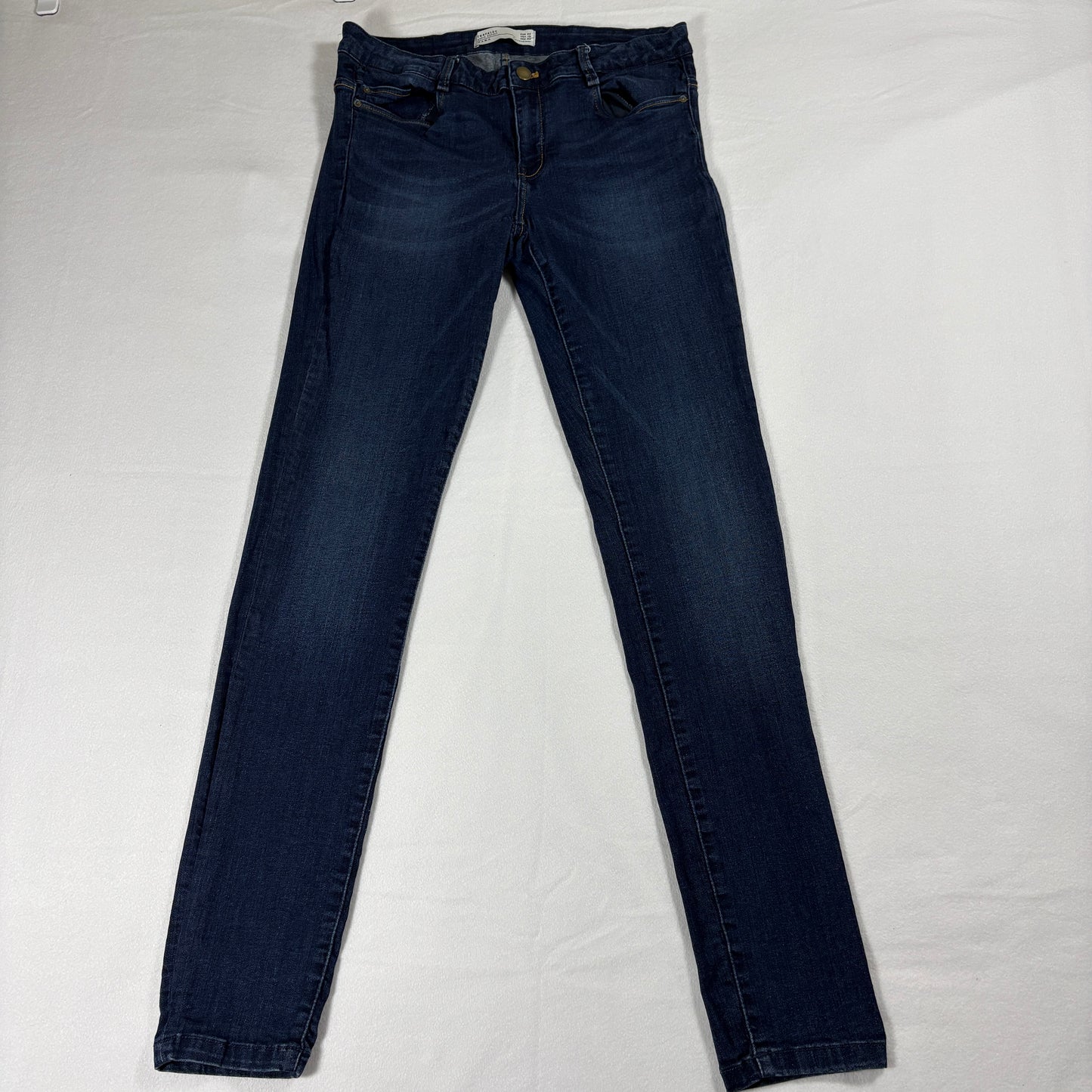 Zara Skinny Jeans Womens 10 Dark Blue Stretch Denim Vintage Y2K Slim Pants Style
