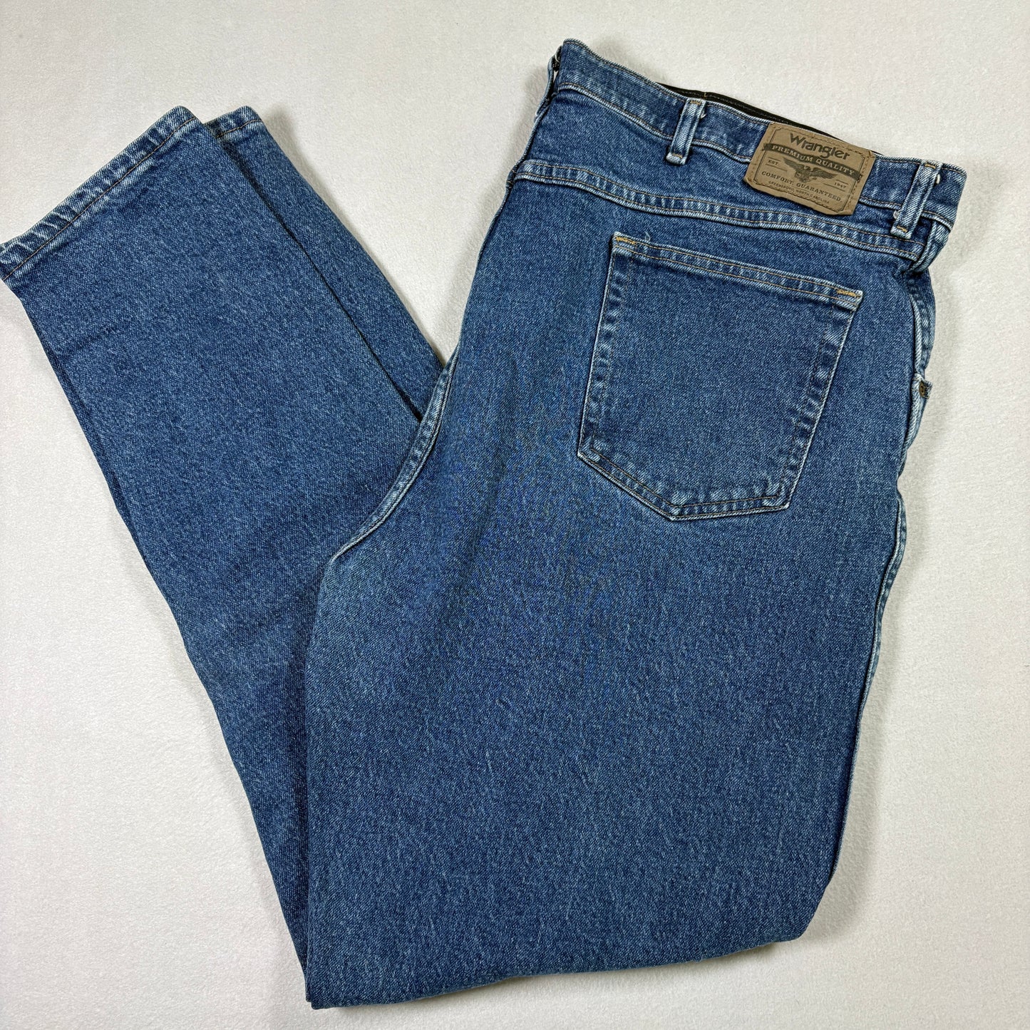 Wrangler Mens Jeans 42x32 Blue Denim Regular Fit Stretch Vintage Y2K 90s Grunge