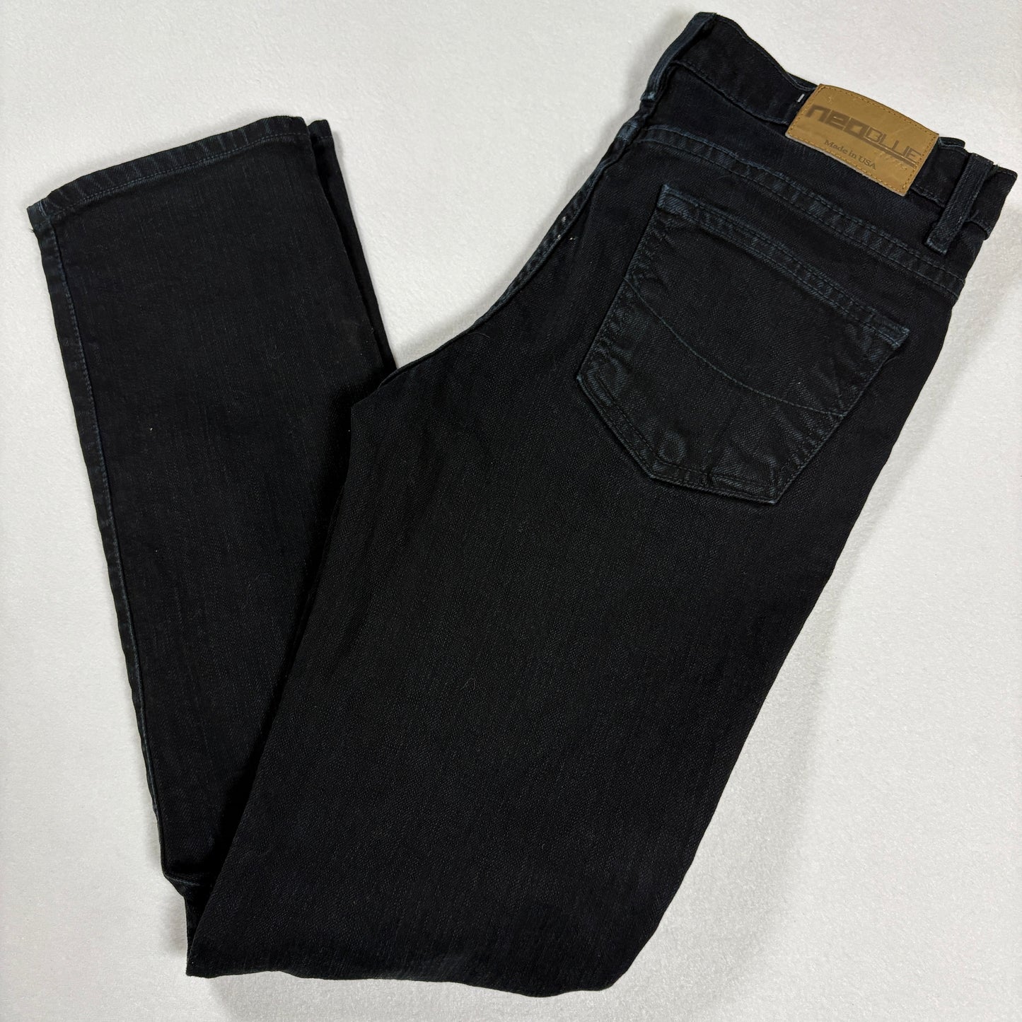Neo Blue mens black denim jeans size 28 Y2K vintage grunge straight leg USA made
