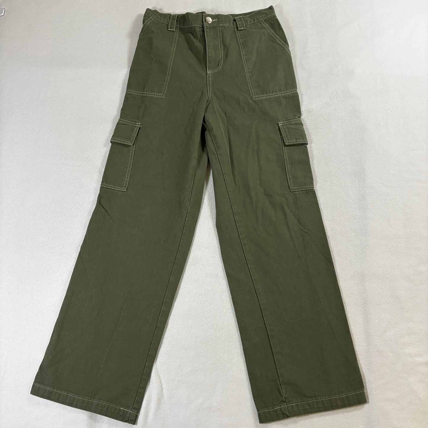 Utility Cargo Pants Workwear Wide Leg Olive Green Tag M Fits Like 29X29 Pockets