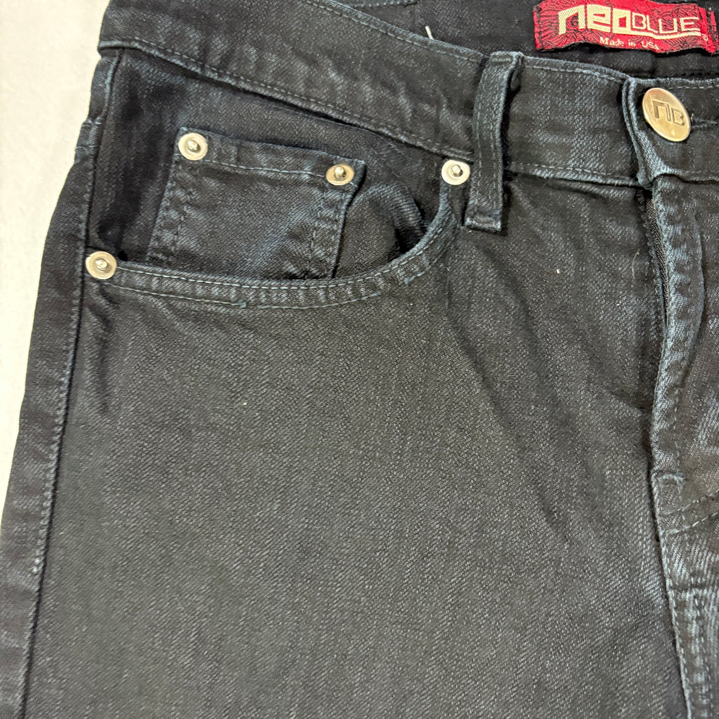 Neo Blue mens black denim jeans size 28 Y2K vintage grunge straight leg USA made