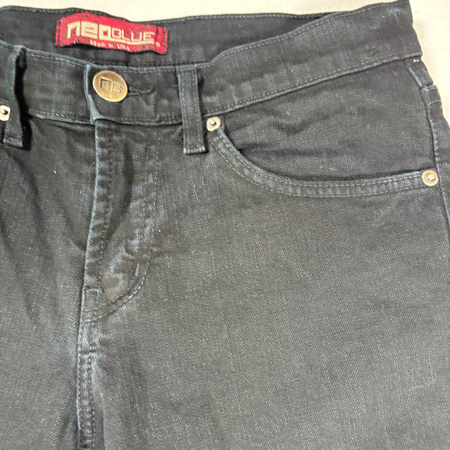 Neo Blue mens black denim jeans size 28 Y2K vintage grunge straight leg USA made