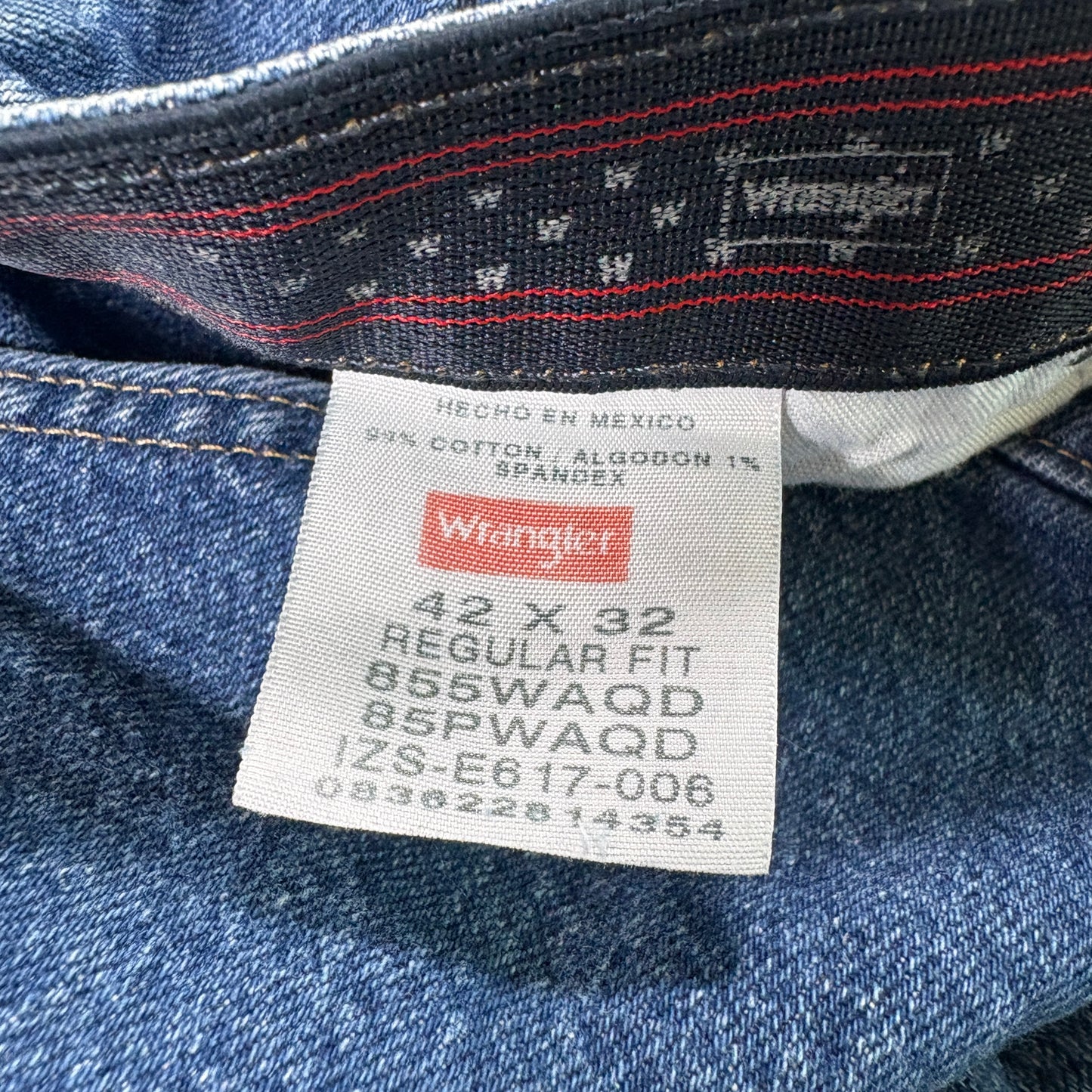 Wrangler Mens Jeans 42x32 Blue Denim Regular Fit Stretch Vintage Y2K 90s Grunge