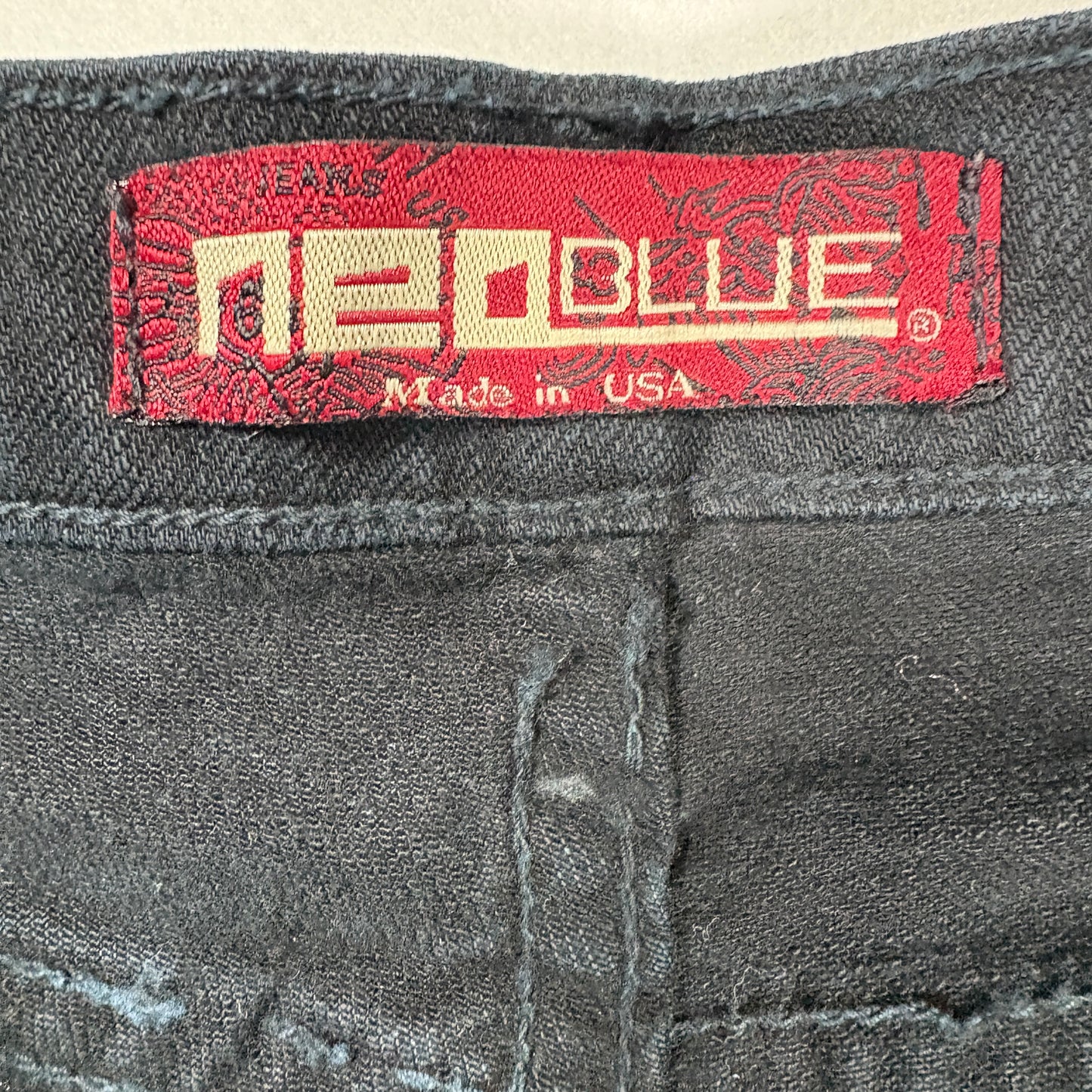 Neo Blue mens black denim jeans size 28 Y2K vintage grunge straight leg USA made