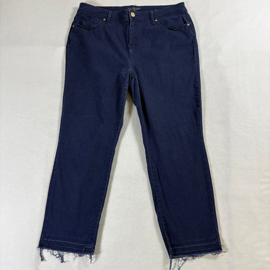 Womens Slim Leg Crop Jeans Chico's Tag 1.5 Fits Like 32X24 Blue Stretch Fray Hem