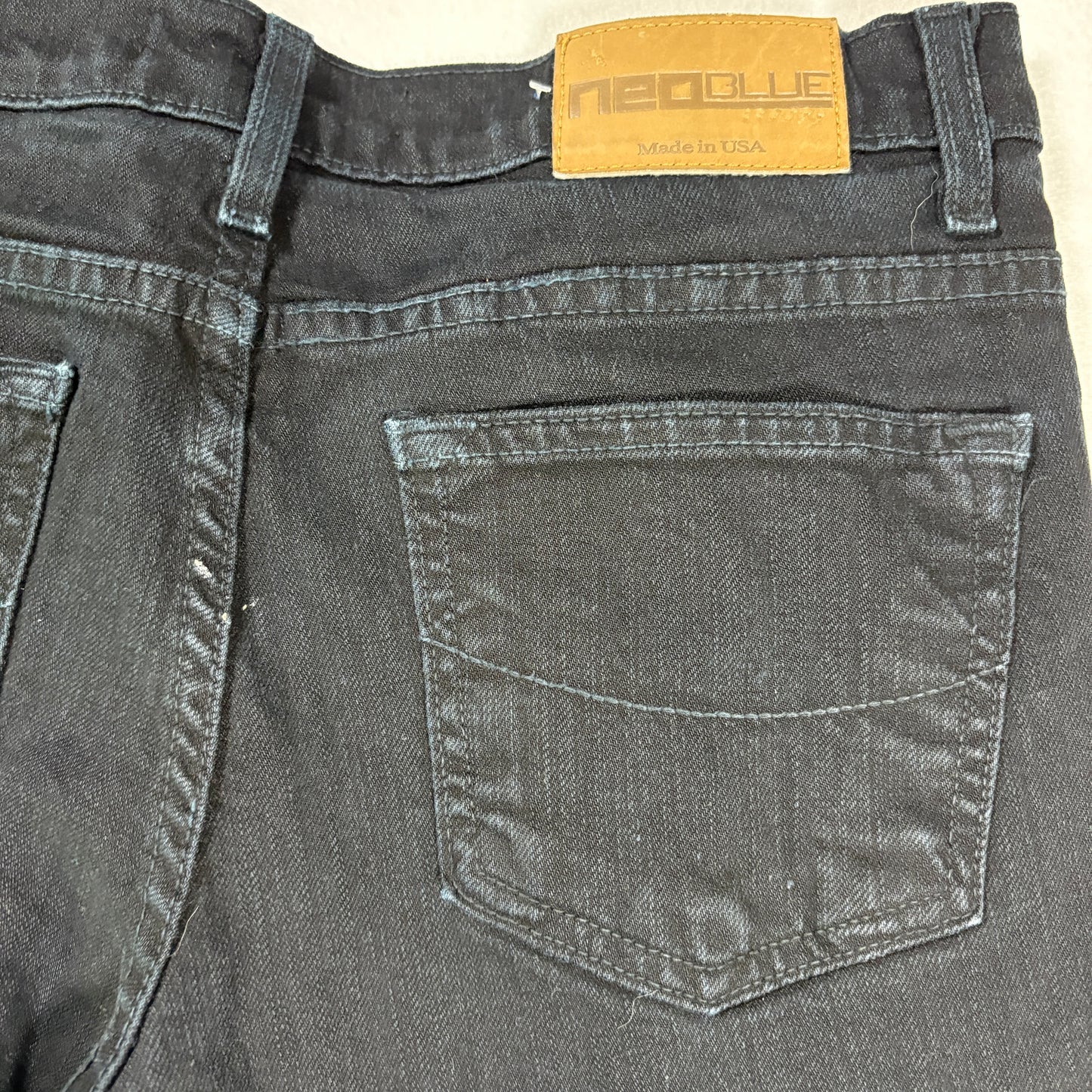 Neo Blue mens black denim jeans size 28 Y2K vintage grunge straight leg USA made