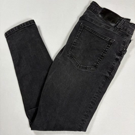 DKNY mens black denim jeans size 32x30 skinny fit Y2K vintage grunge stretch