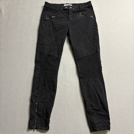 L.O.G.G Moto Skinny Jeans Womens US 8 Black Zip Biker Stretch Punk Y2K