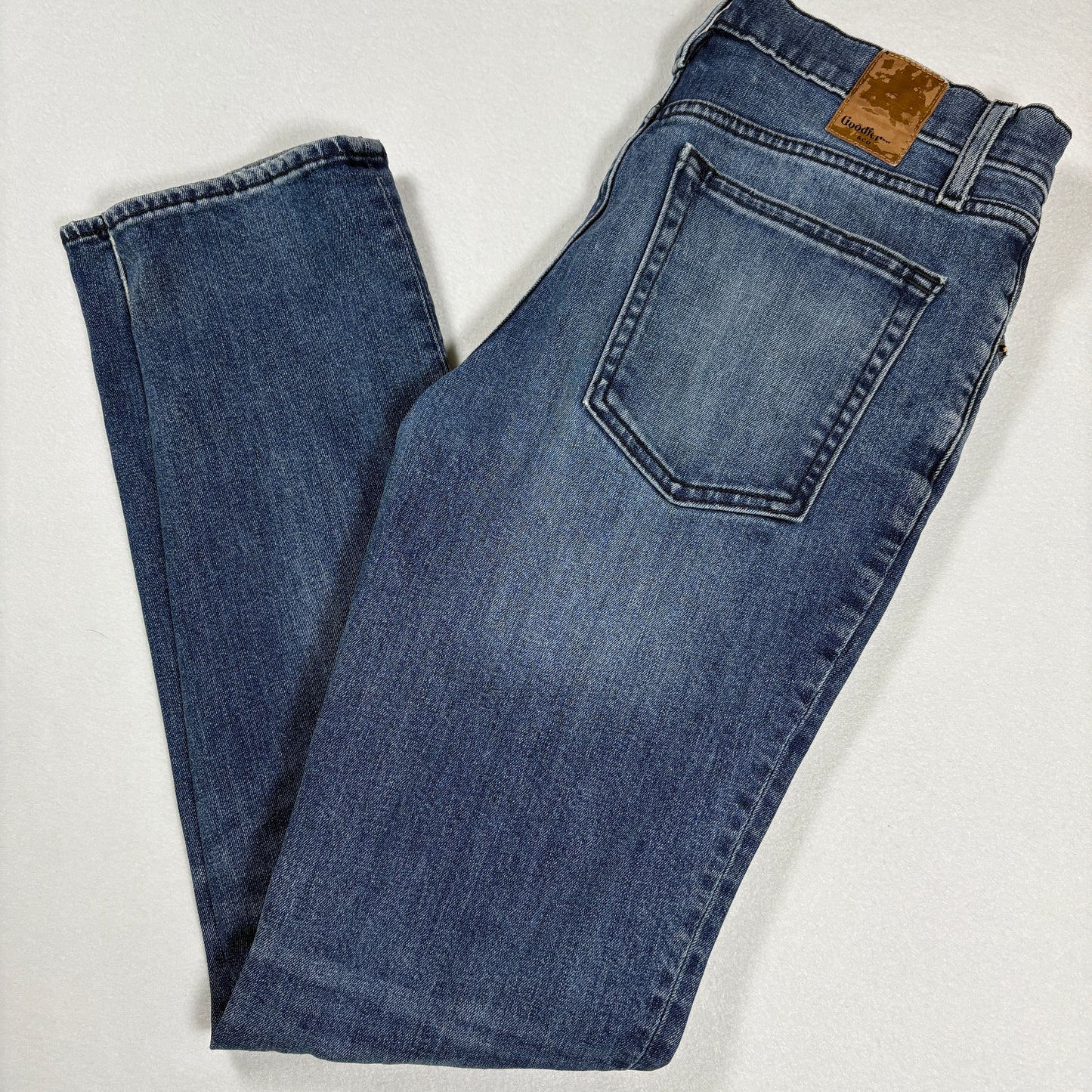 Goodfellow mens blue denim jeans size 30x32 slim fit stretch total flex vintage