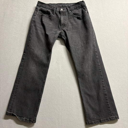 Levis 505 Straight Leg Jeans Mens 32x28 Black Faded Stretch Casual Denim