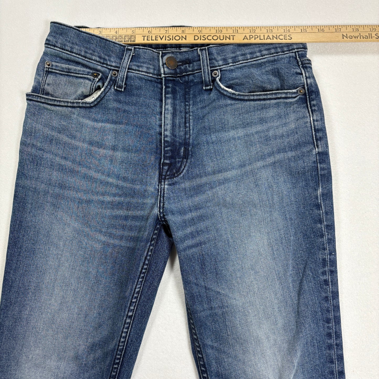 Goodfellow mens blue denim jeans size 30x32 slim fit stretch total flex vintage