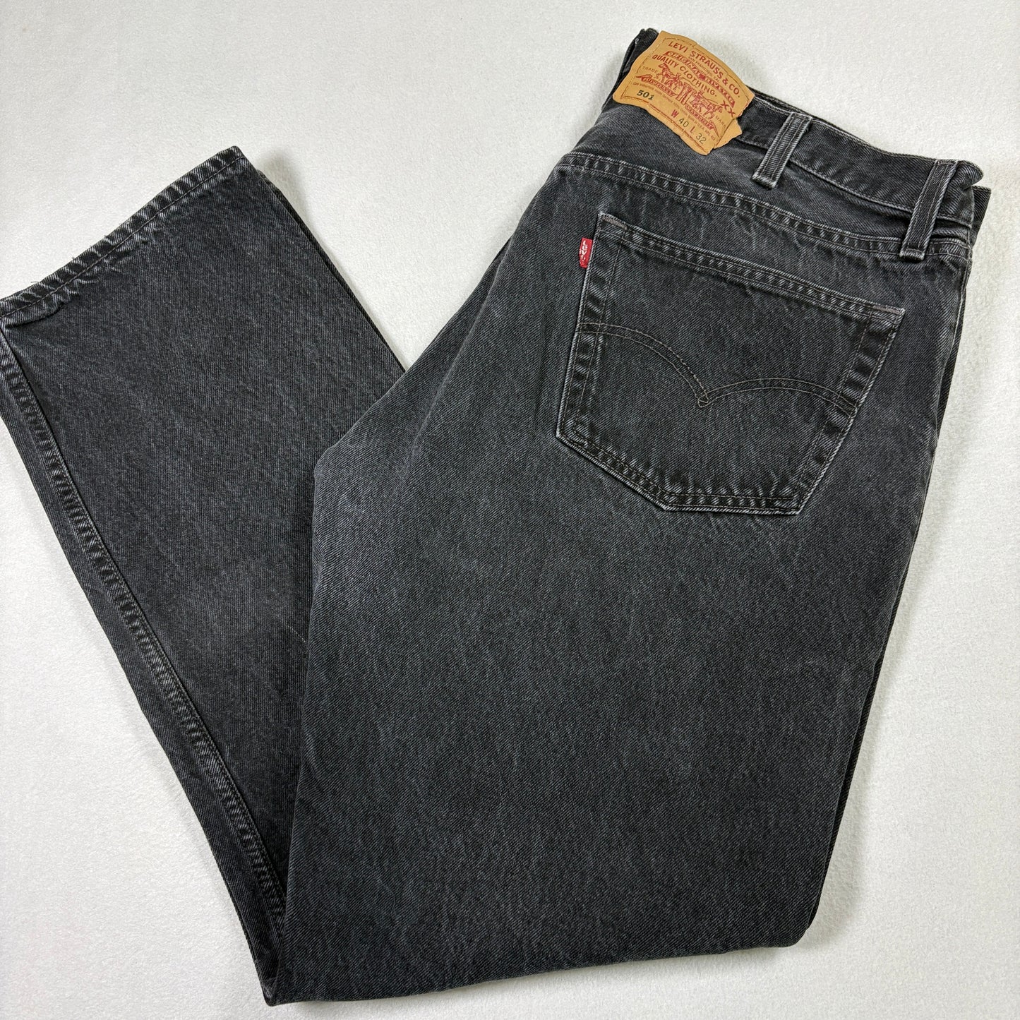 Levis 501 Mens Jeans 40x32 Black Denim Button Fly USA Made Vintage 90s Grunge
