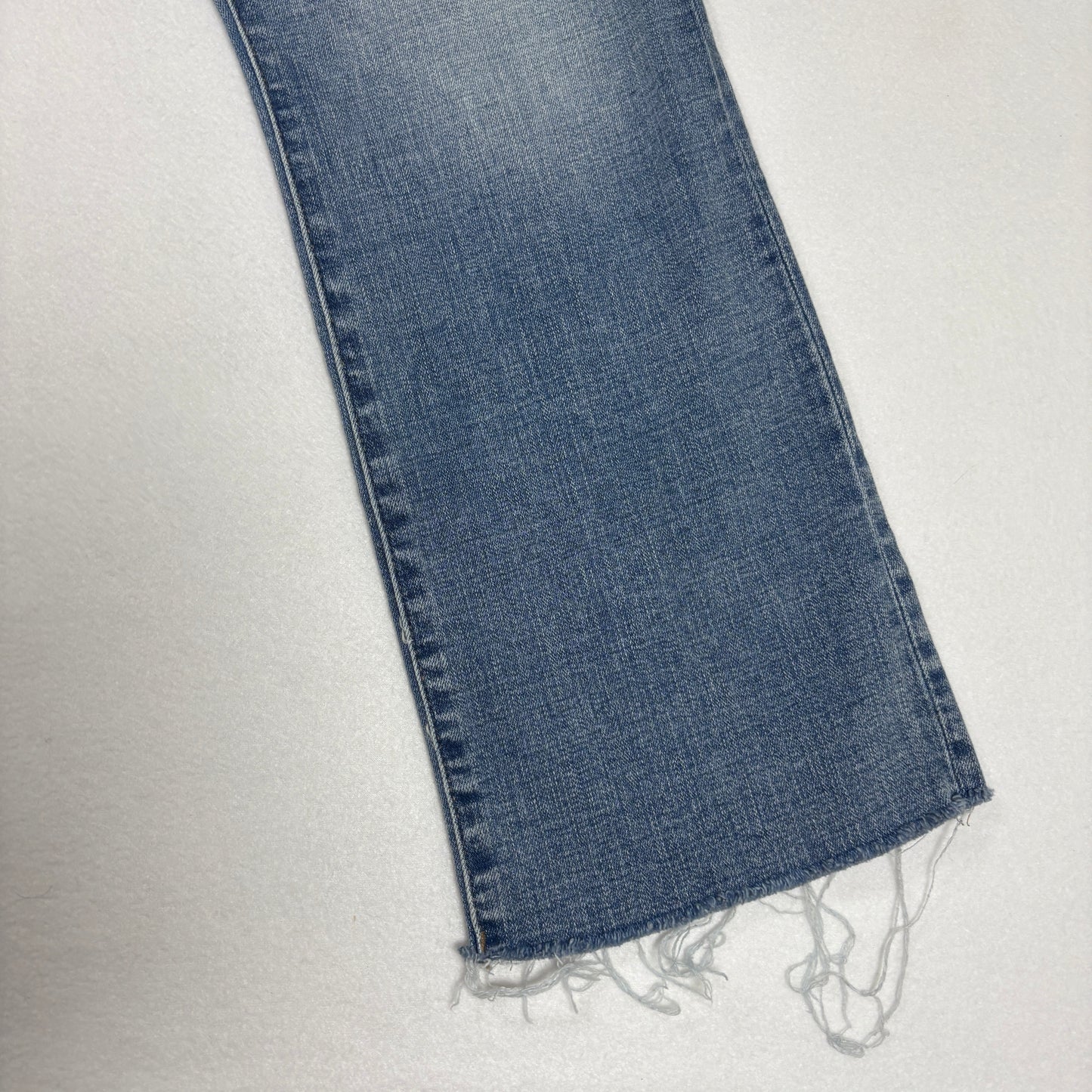 Aeropostale womens blue denim jeans size 8 mid rise kick crop raw hem Y2K vintage