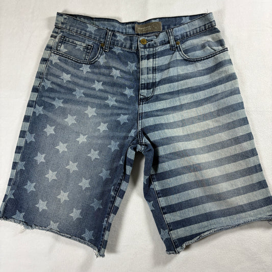 Standard Cloth Mens 34W American Flag Denim Shorts Stars Stripes Cutoff USA