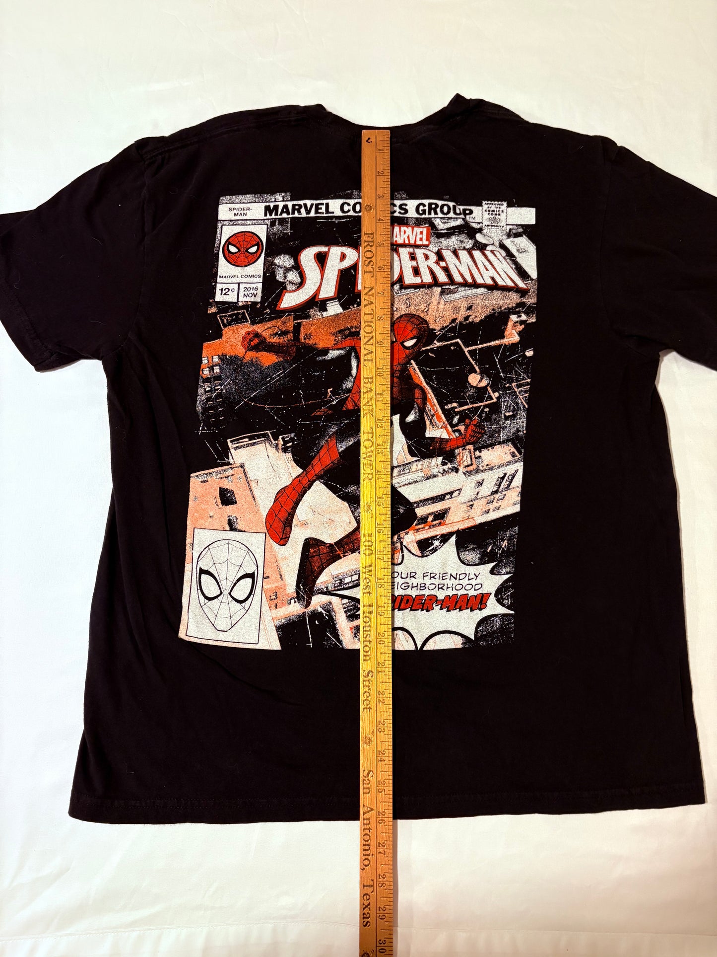 Marvel Spider-Man T-Shirt Men’s L Comic Cover Graphic Black Tee Hero Vintage