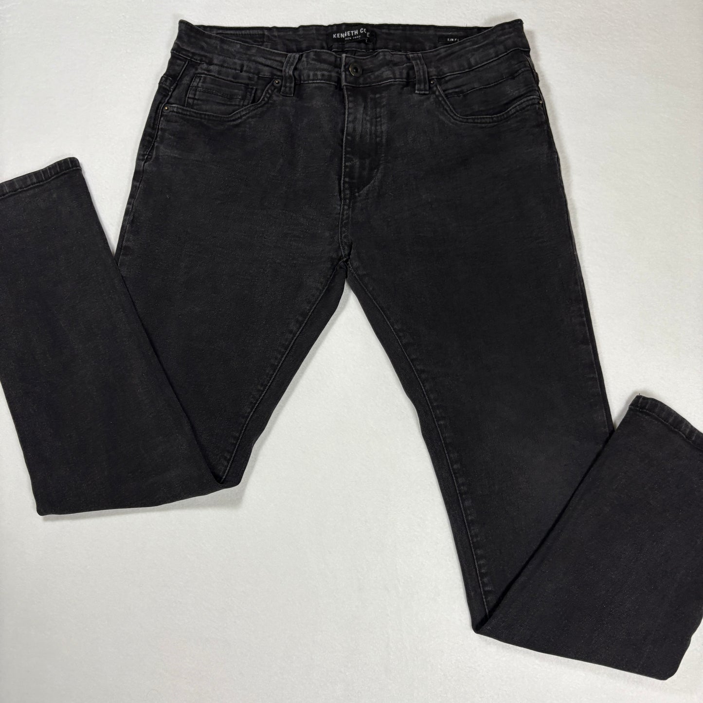 Kenneth Cole mens black denim jeans size 34x30 slim fit Y2K vintage grunge stretch