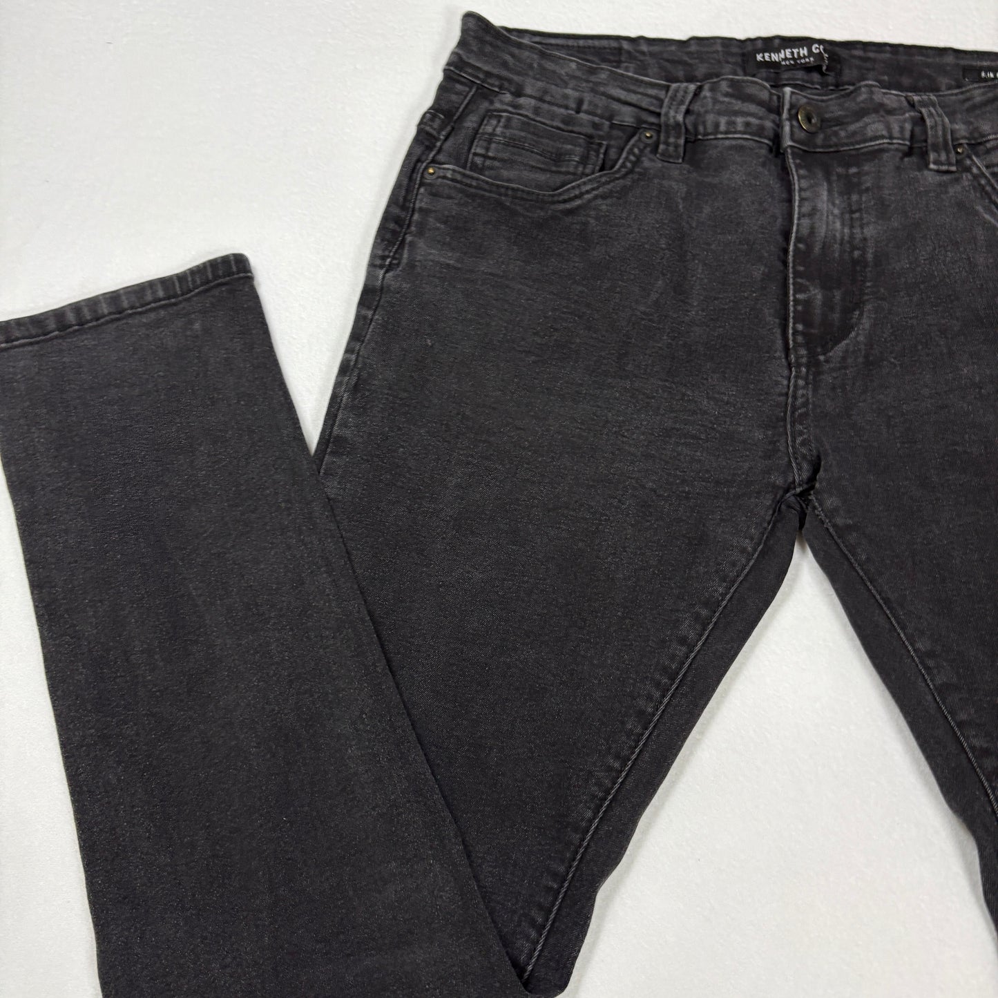 Kenneth Cole mens black denim jeans size 34x30 slim fit Y2K vintage grunge stretch