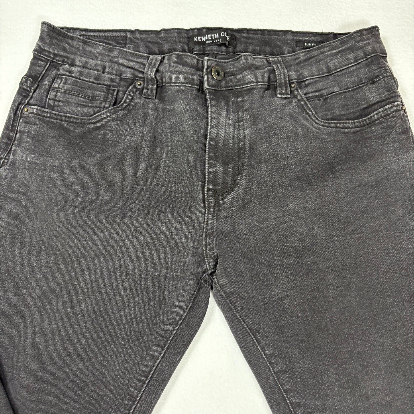 Kenneth Cole mens black denim jeans size 34x30 slim fit Y2K vintage grunge stretch