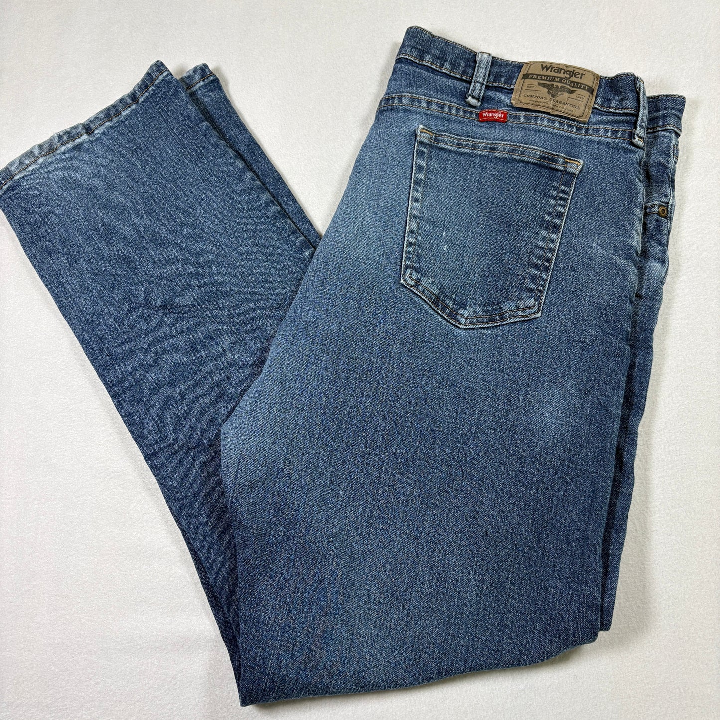 Wrangler Mens Jeans 42x32 Blue Denim Regular Fit Stretch Vintage Y2K 90s Grunge