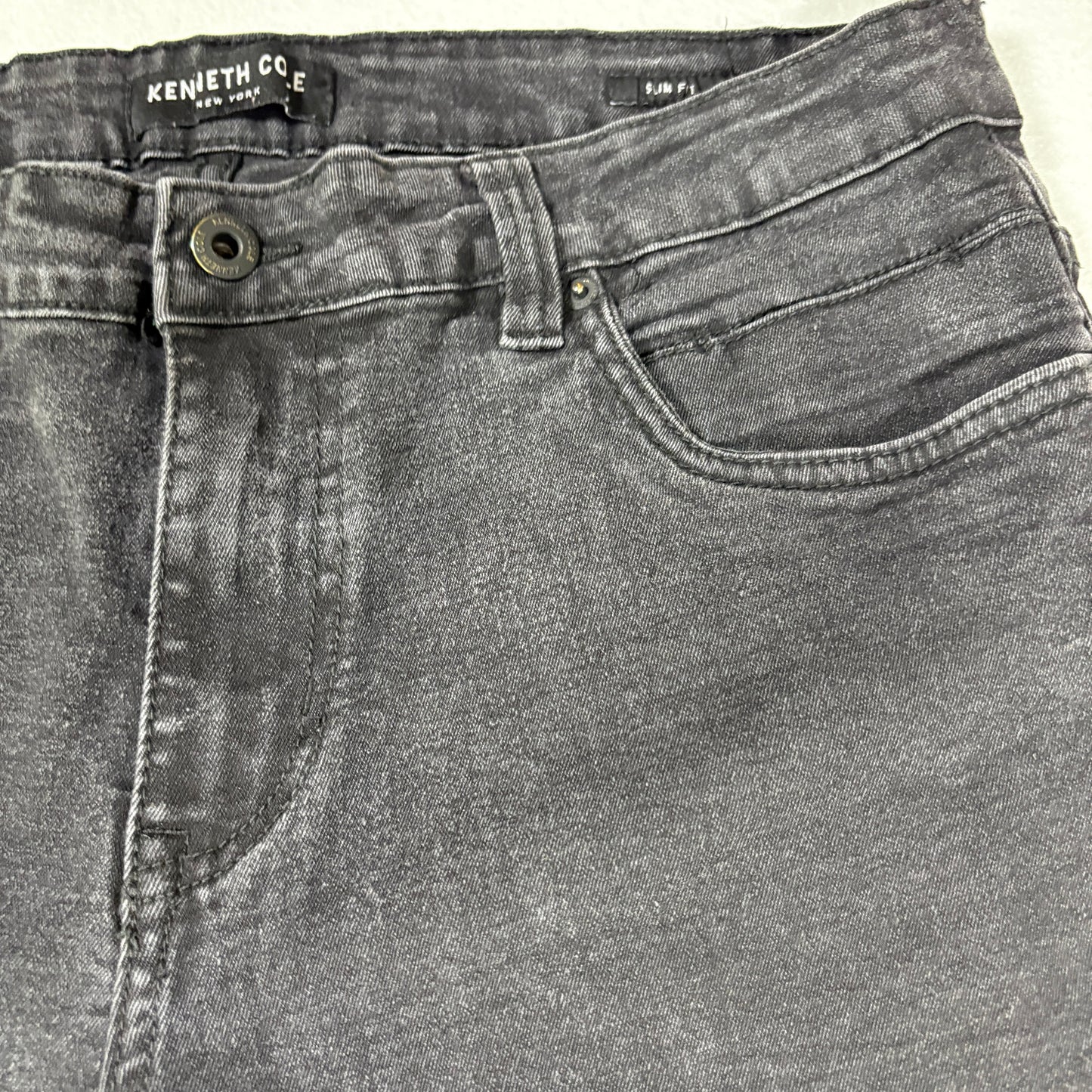 Kenneth Cole mens black denim jeans size 34x30 slim fit Y2K vintage grunge stretch