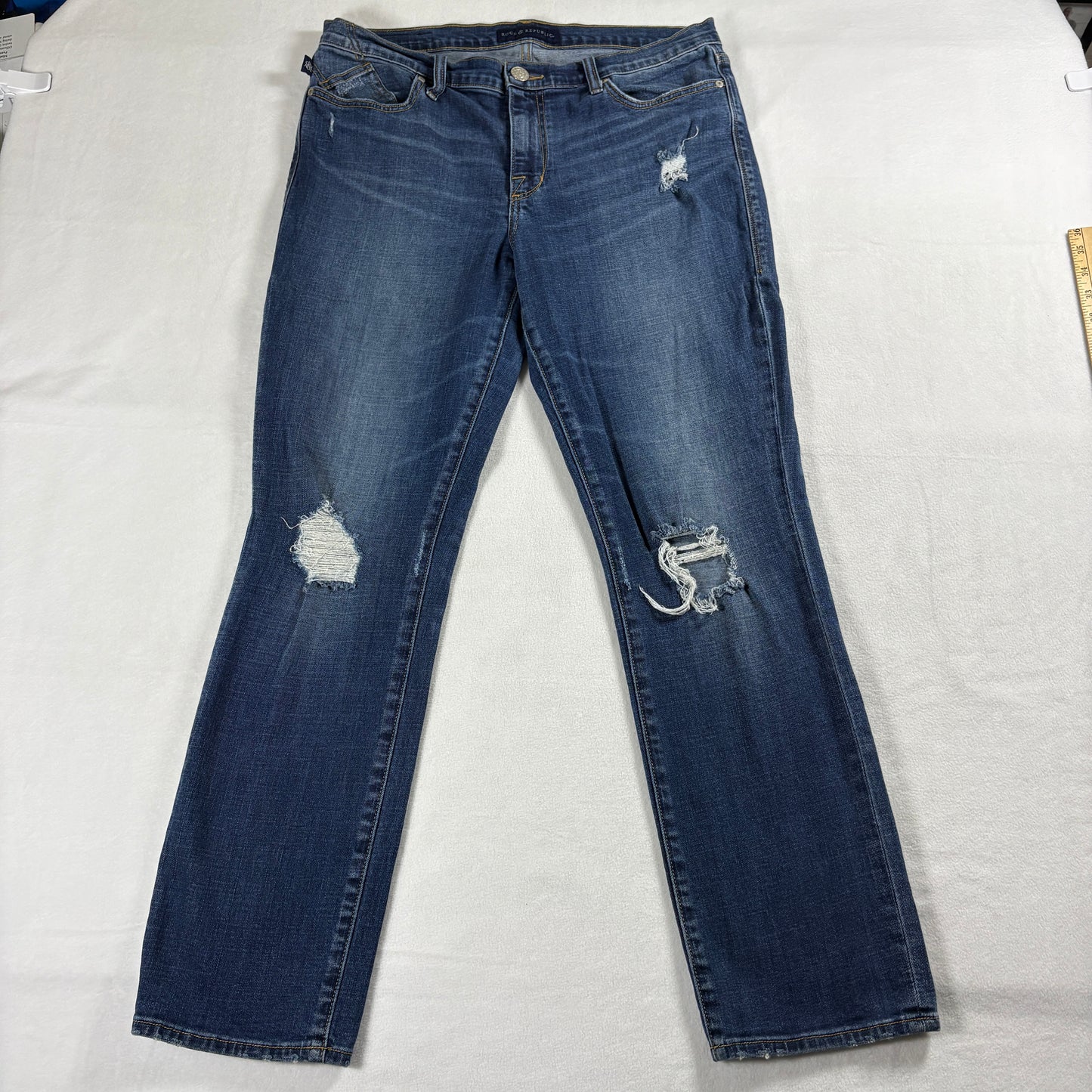 Rock & Republic Kaia Womens 16M Distressed Skinny Jeans Medium Wash Stretch