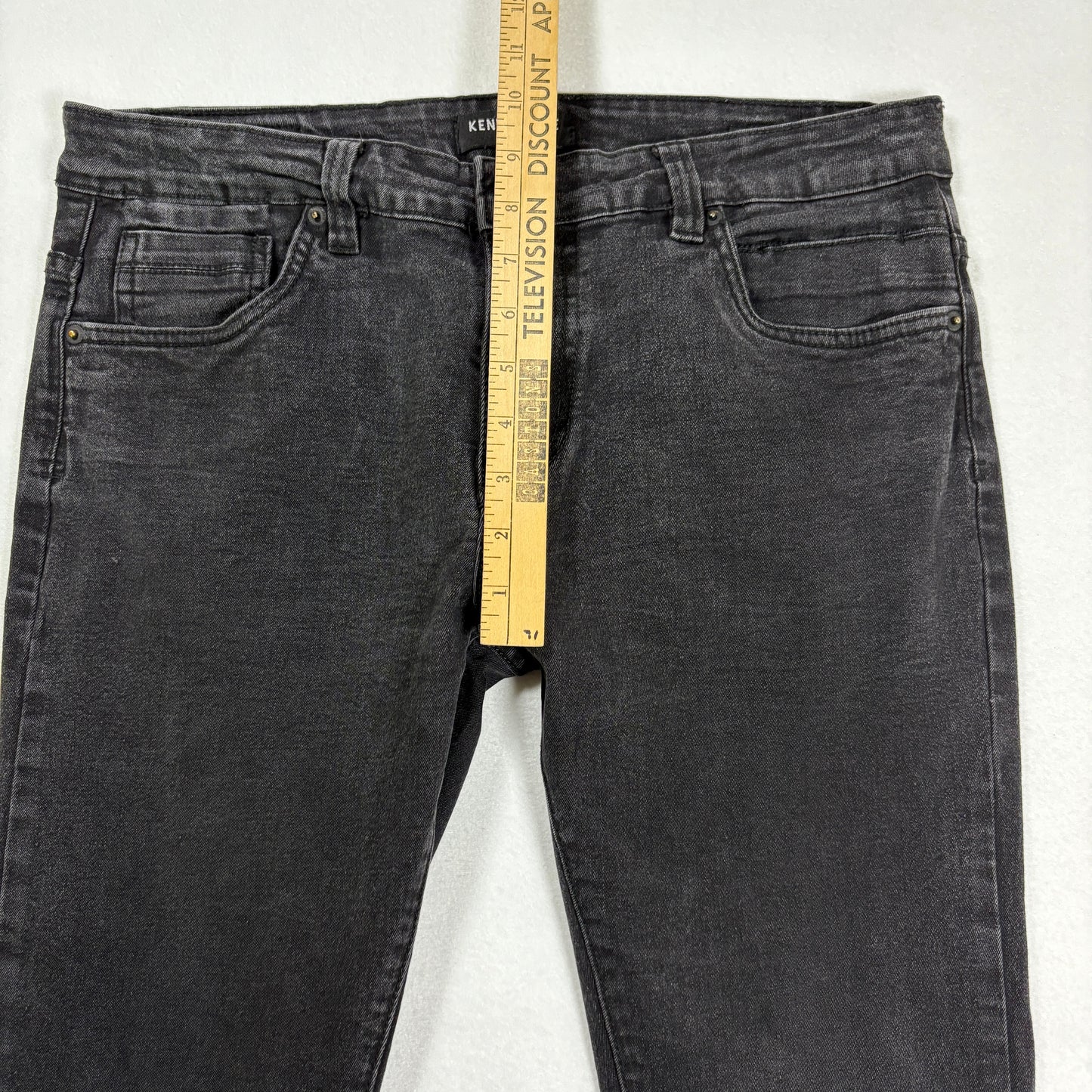 Kenneth Cole mens black denim jeans size 34x30 slim fit Y2K vintage grunge stretch