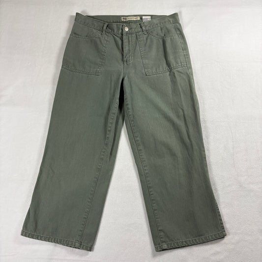 Faded Glory Womens 10 Olive Green Utility Pants High Rise Vintage 90s Cotton