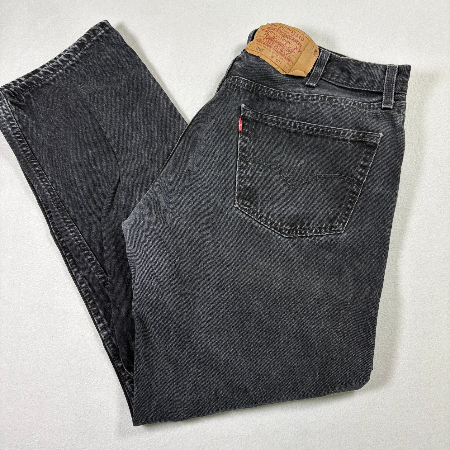 Levis 501 Mens Jeans 40x32 Black Denim Button Fly USA Made Vintage 90s Y2K Grunge