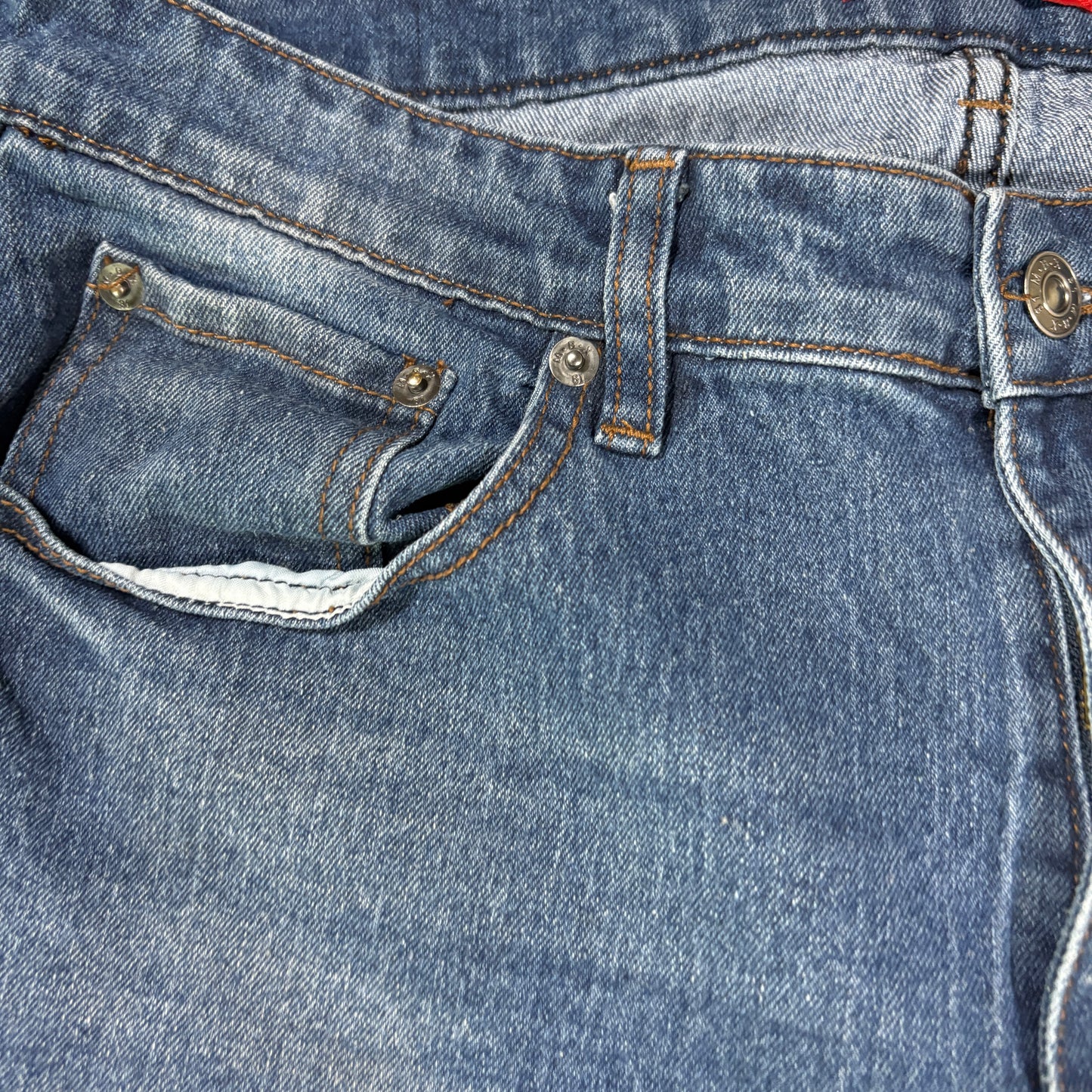 MBX mens blue denim jeans size 34x32 slim fit Y2K vintage faded wash casual