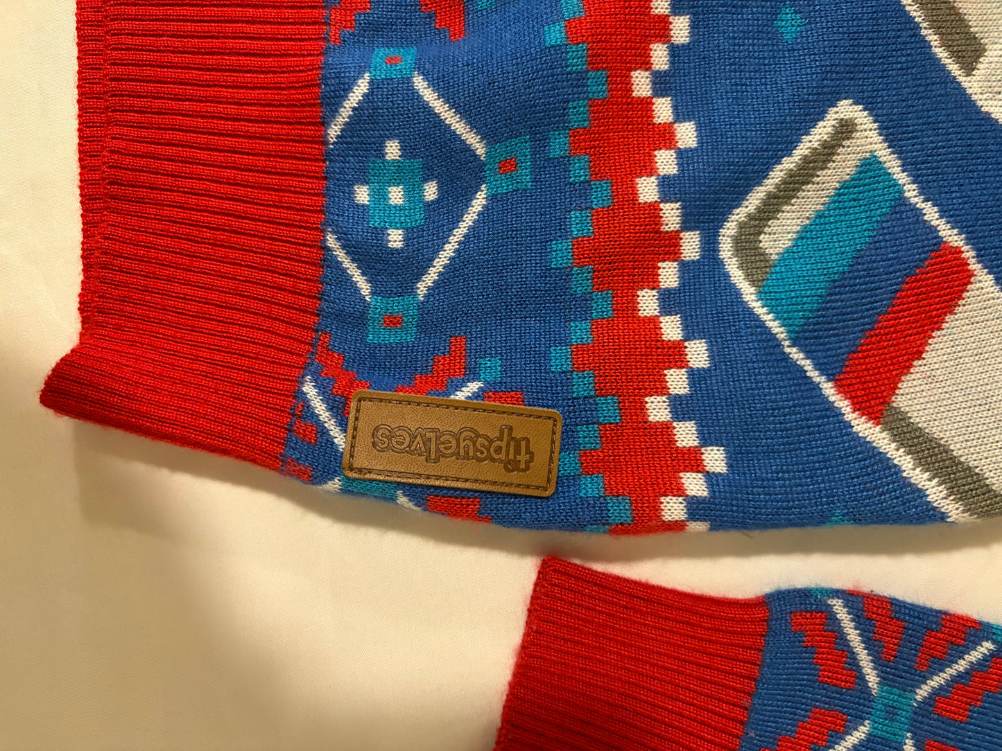 Tipsy Elves Natty Light Ugly Christmas Sweater Men M Beer Funny Blue Red