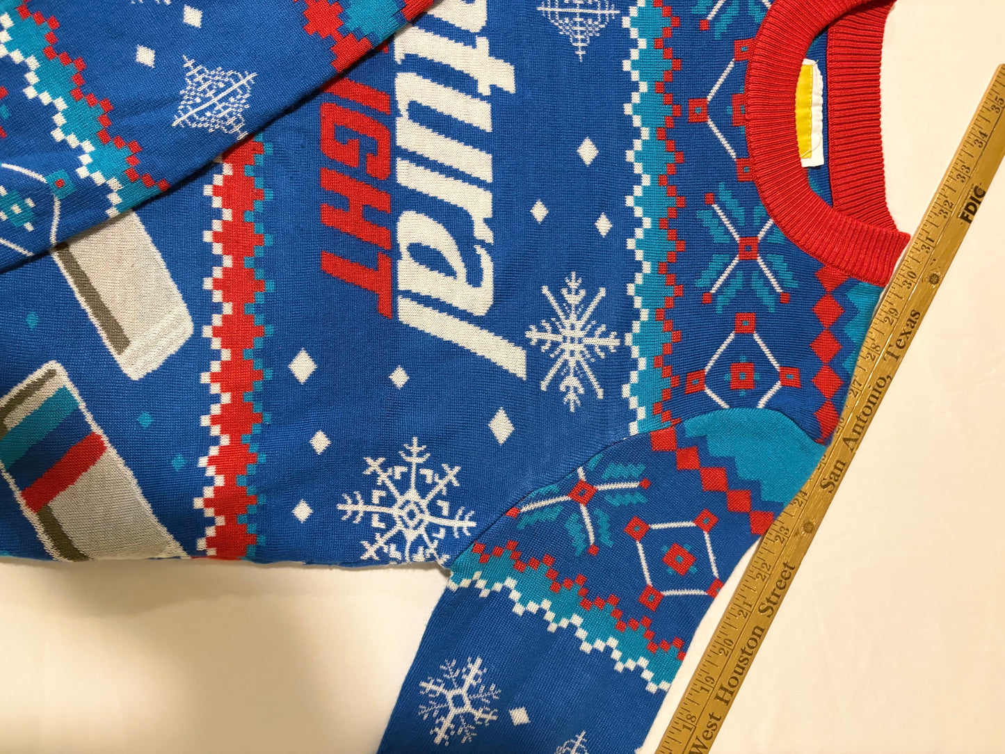 Tipsy Elves Natty Light Ugly Christmas Sweater Men M Beer Funny Blue Red