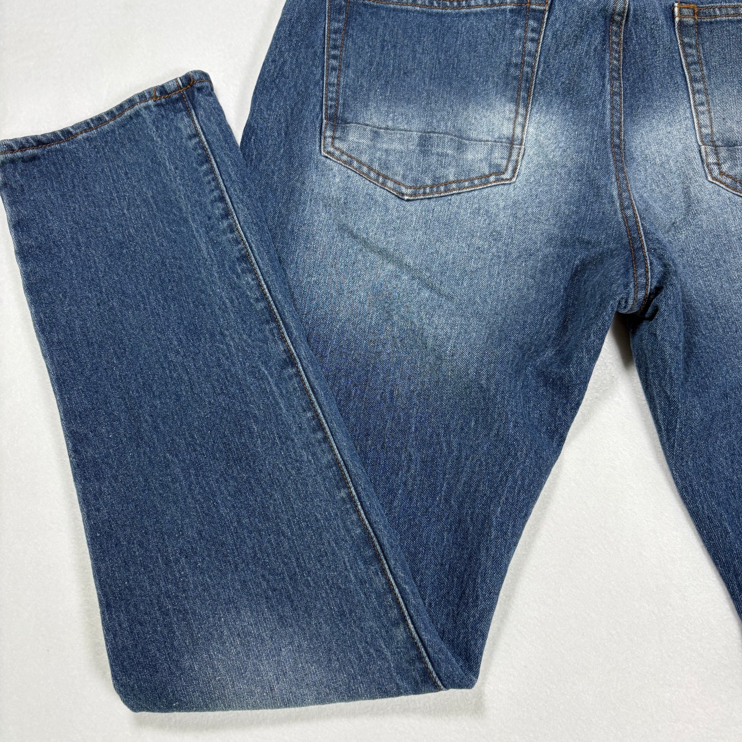 MBX mens blue denim jeans size 34x32 slim fit Y2K vintage faded wash casual