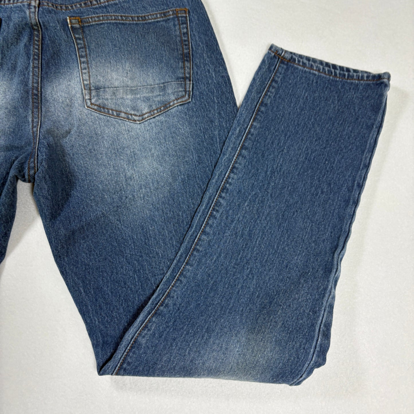 MBX mens blue denim jeans size 34x32 slim fit Y2K vintage faded wash casual