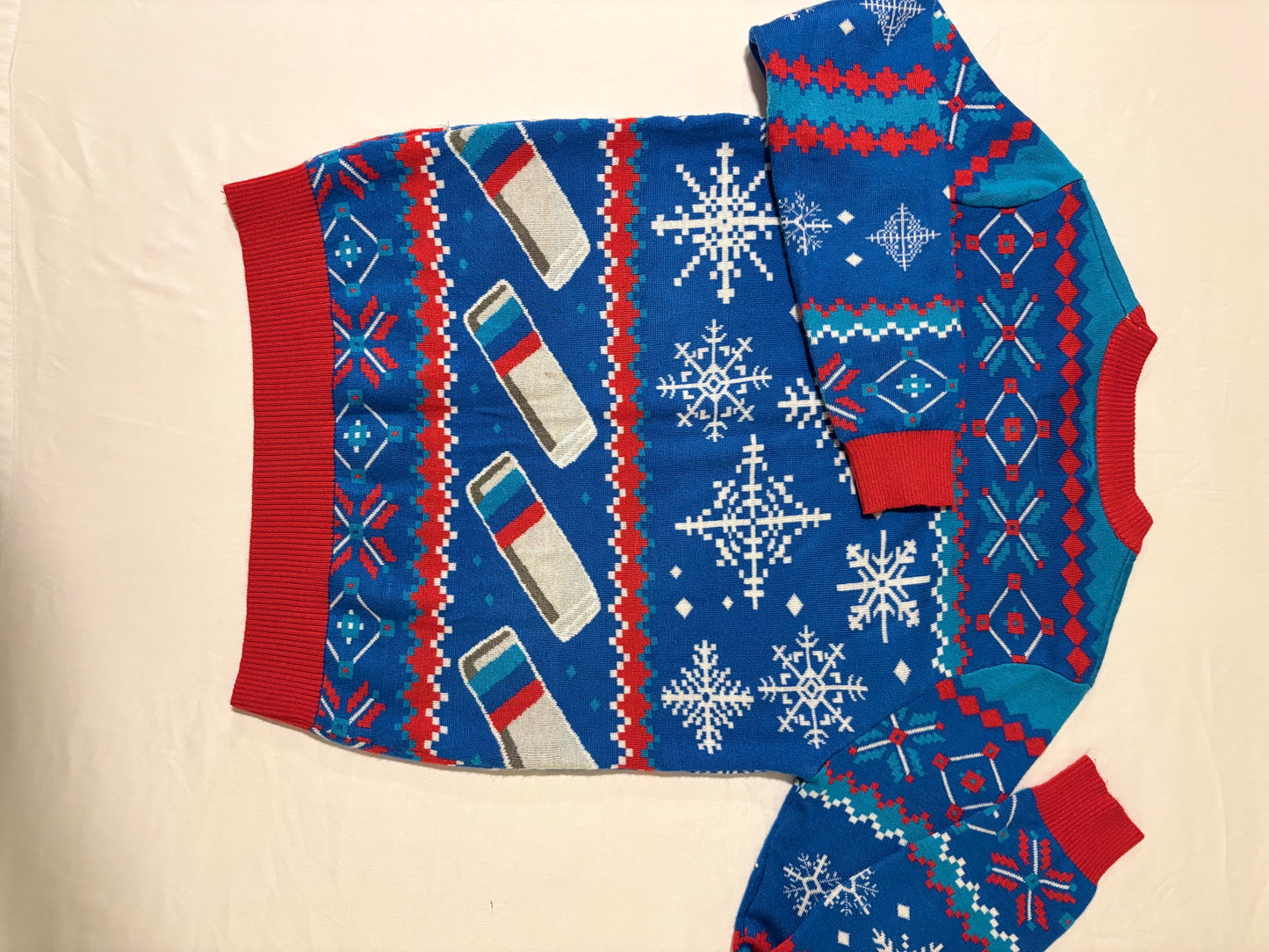 Tipsy Elves Natty Light Ugly Christmas Sweater Men M Beer Funny Blue Red