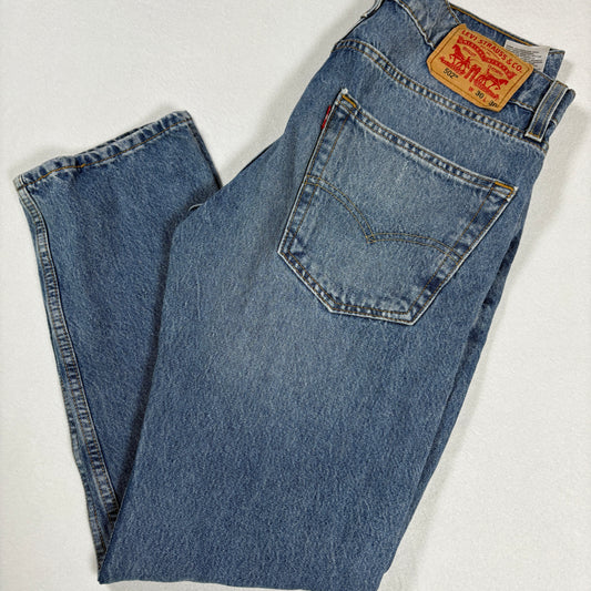 Levi’s mens 502 blue denim jeans size 30x30 tapered Y2K vintage grunge faded wash