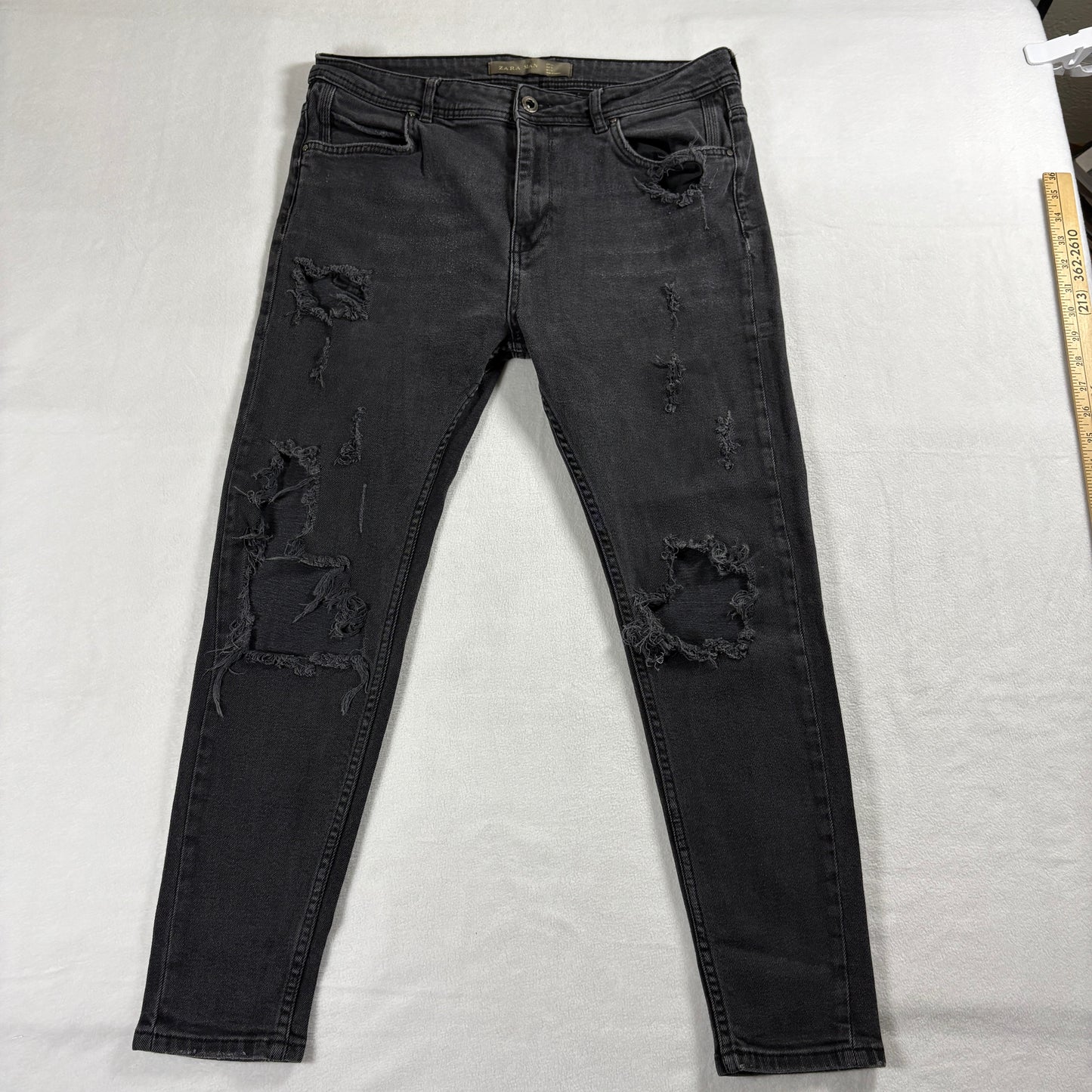 Zara Man Mens Black Distressed Skinny Jeans Grunge Streetwear Punk Y2K Vintage90