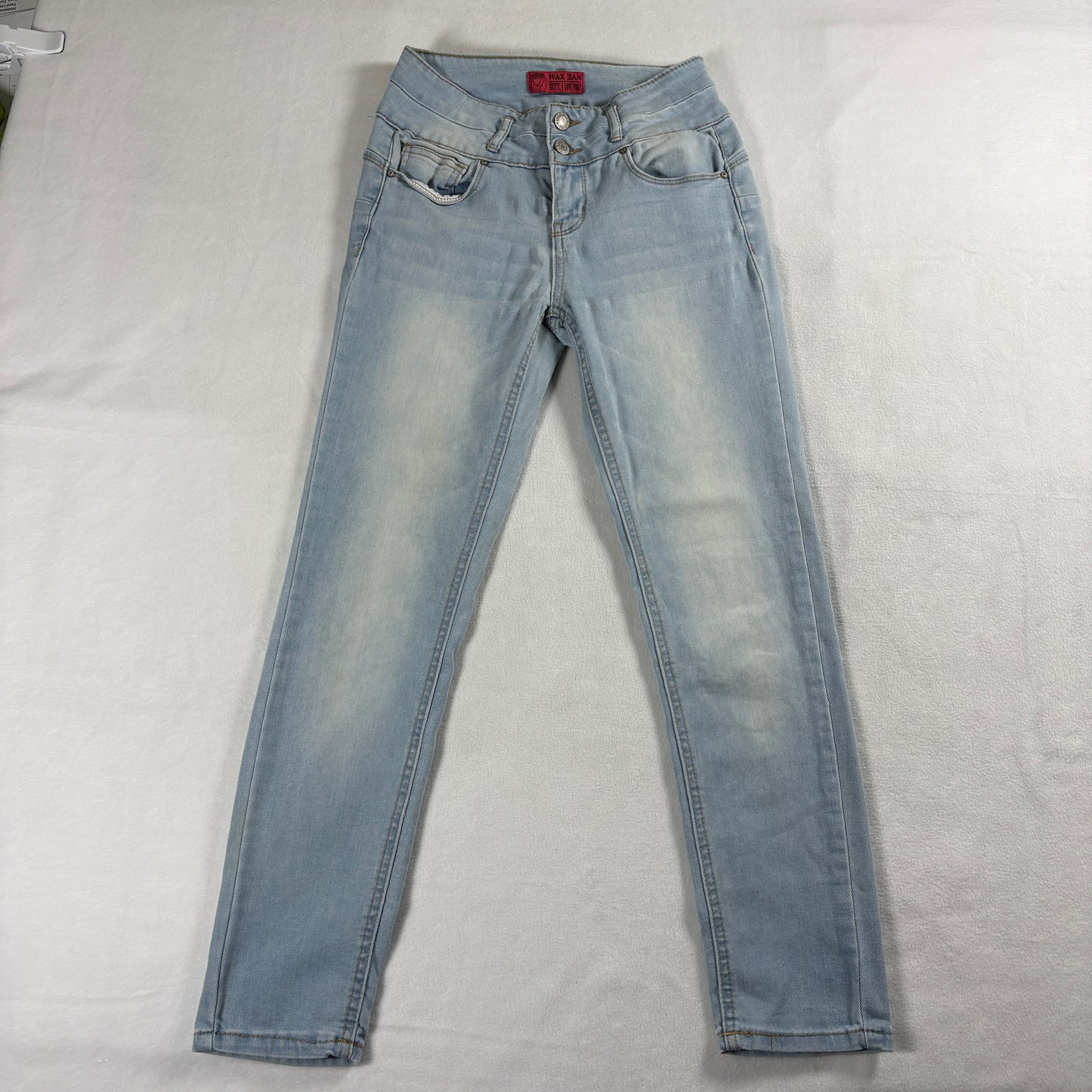 Wax Jean Womens Light Wash Skinny Jeans Stretch Denim Y2K Streetwear Retro Fits!
